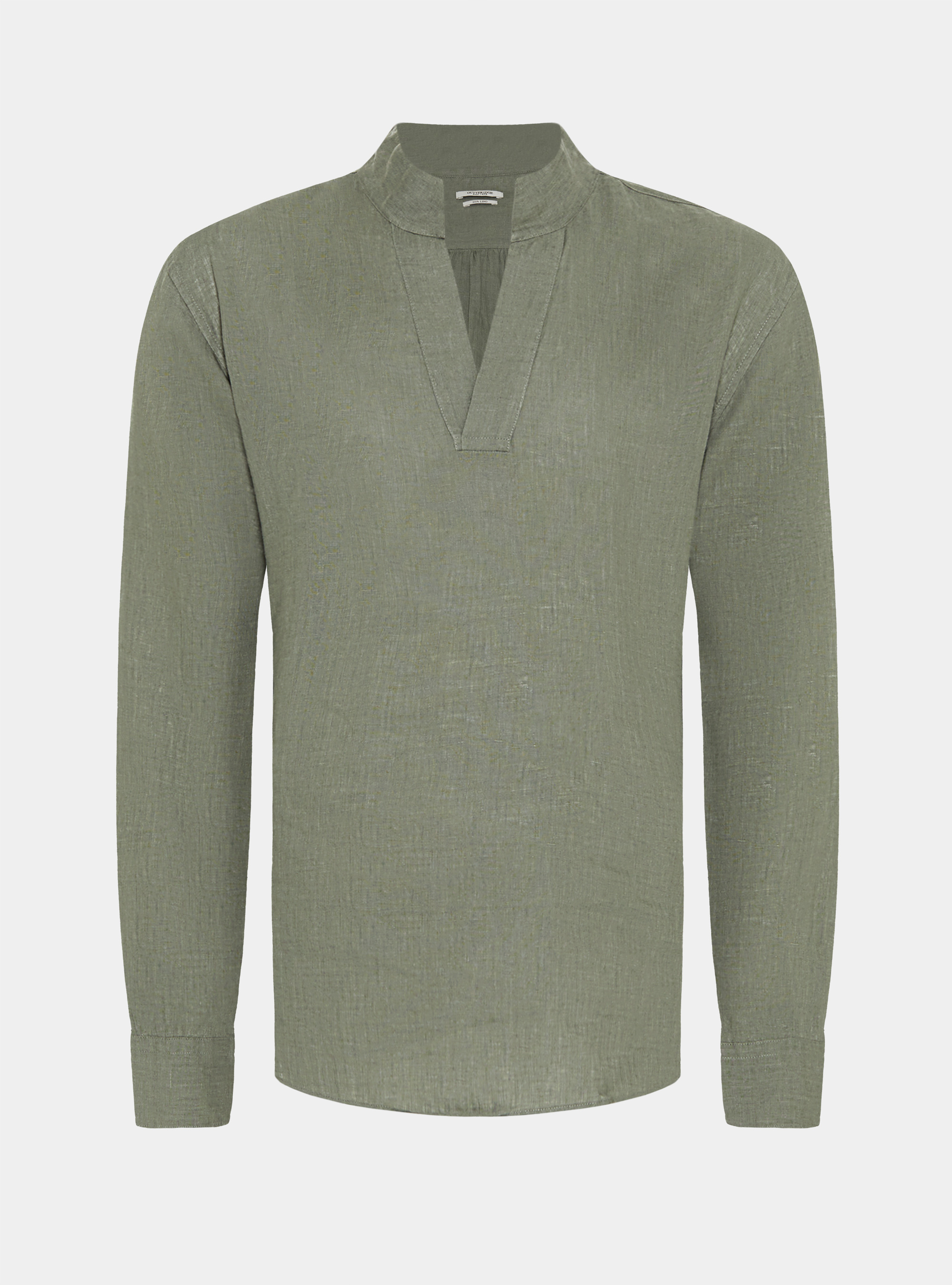Camicia coreana in puro lino, SALVIA 0602C