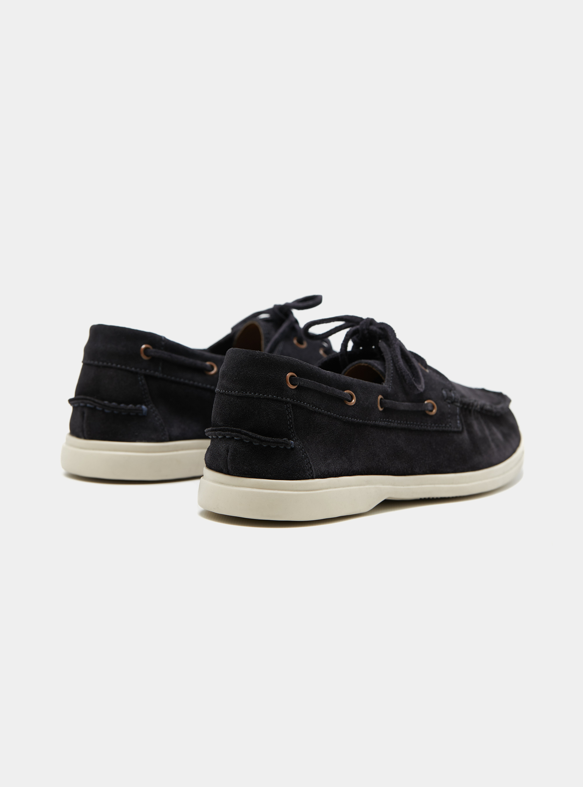 Suede lace-up loafers, NAVY BLUE