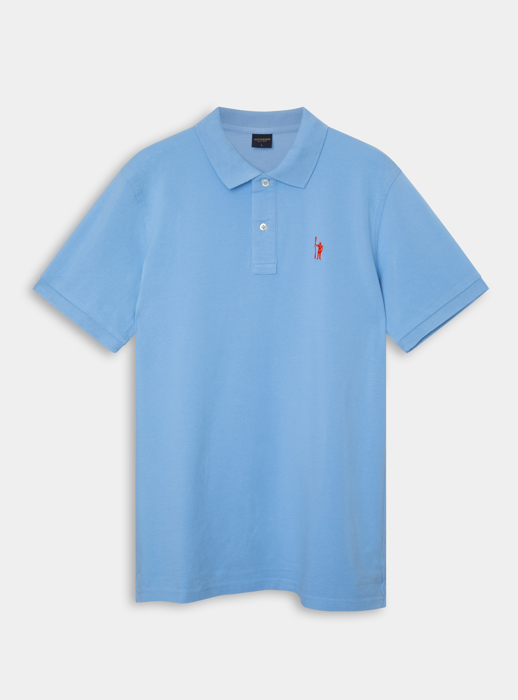 Classic cotton pique polo with embroidery, LIGHT BLUE