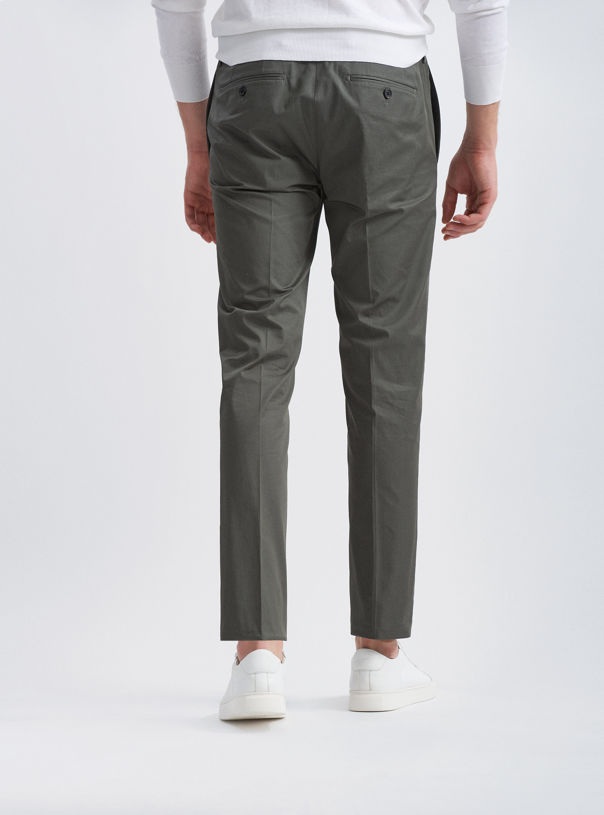 Pantaloni per abito in puro cotone, VERDE