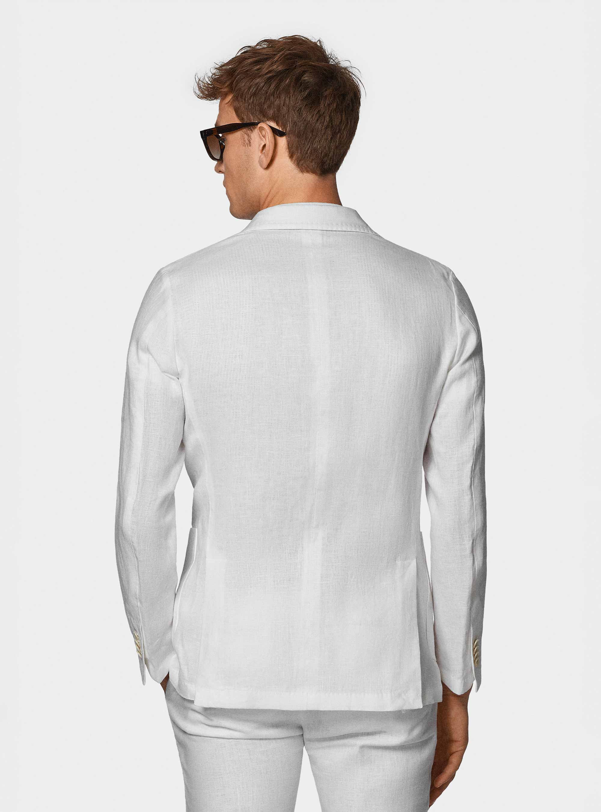 Pure linen suit blazer, WHITE