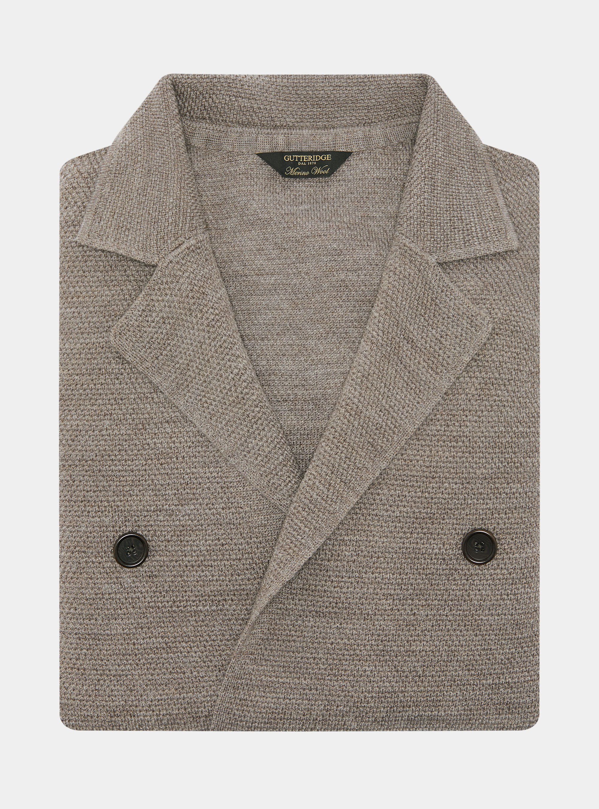 Chaqueta de punto con doble botonadura de lana merina, BARRO