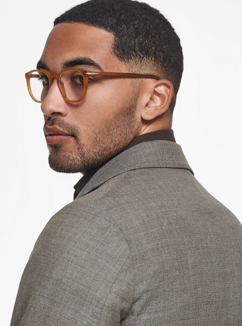 Micro-textured pure wool blazer, MUD