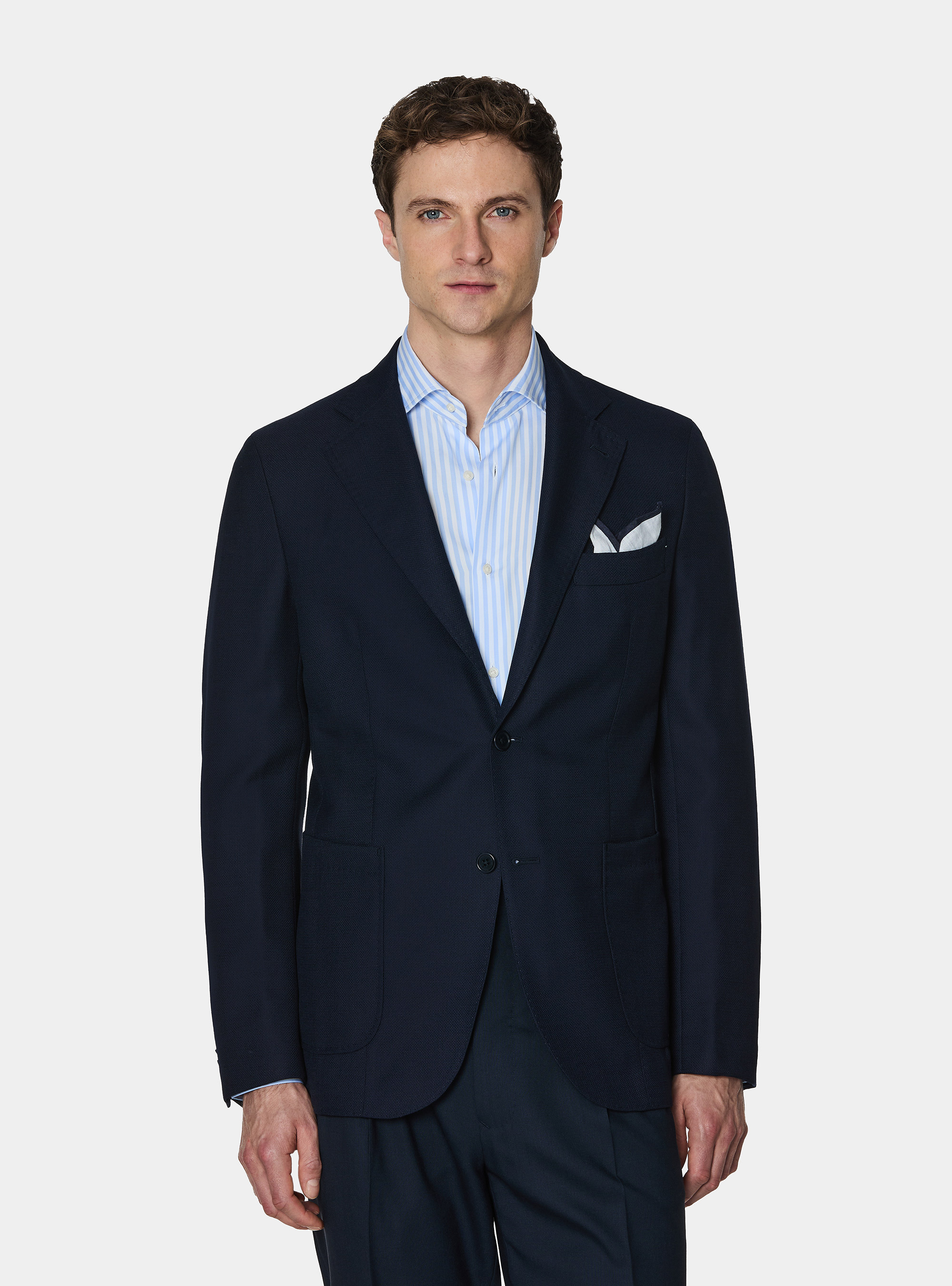 Vitale Barberis Canonico wool hopsack blazer, NAVY BLUE