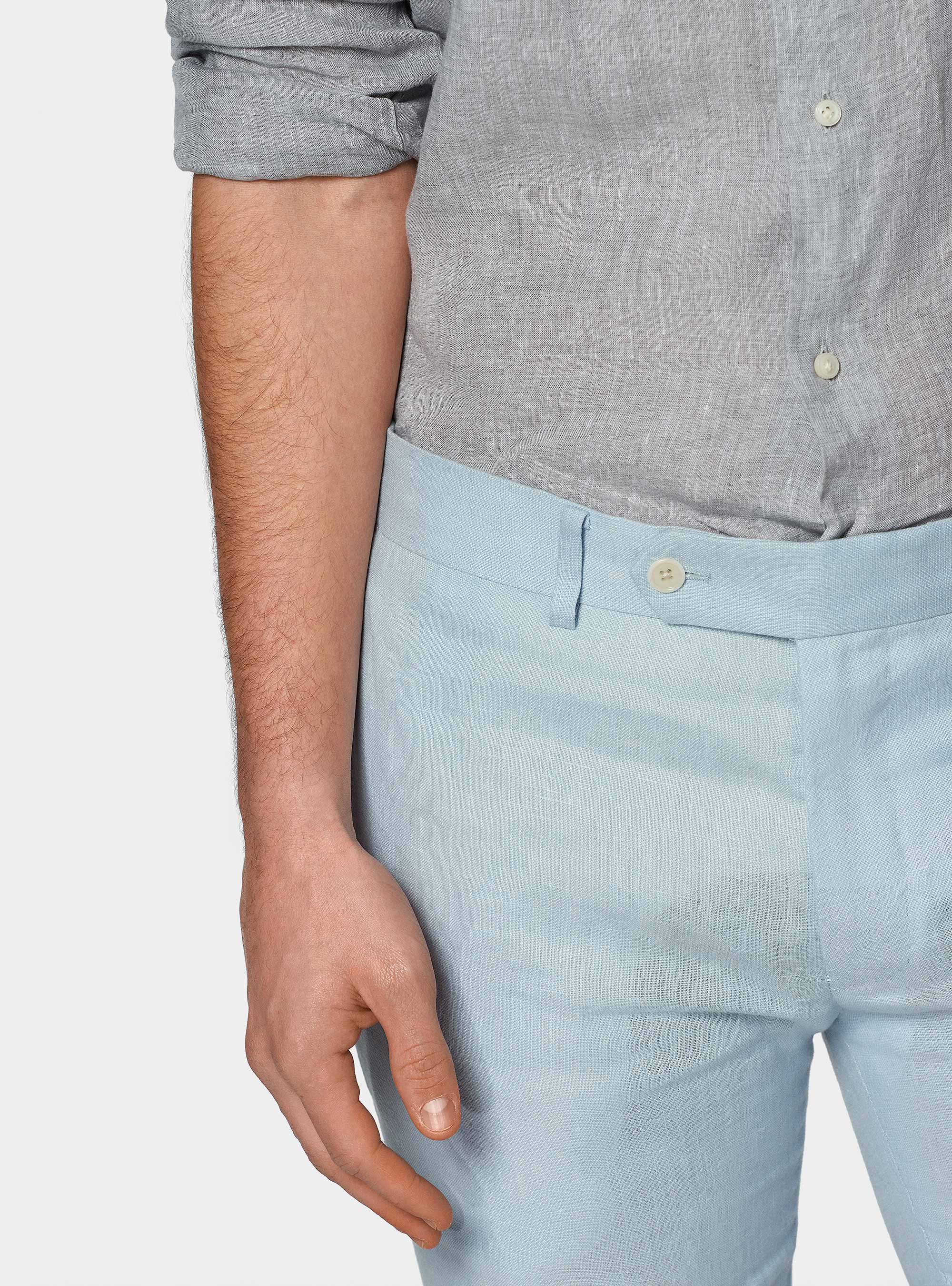Camisa de lino puro, GRIS CLARO JASPEADO