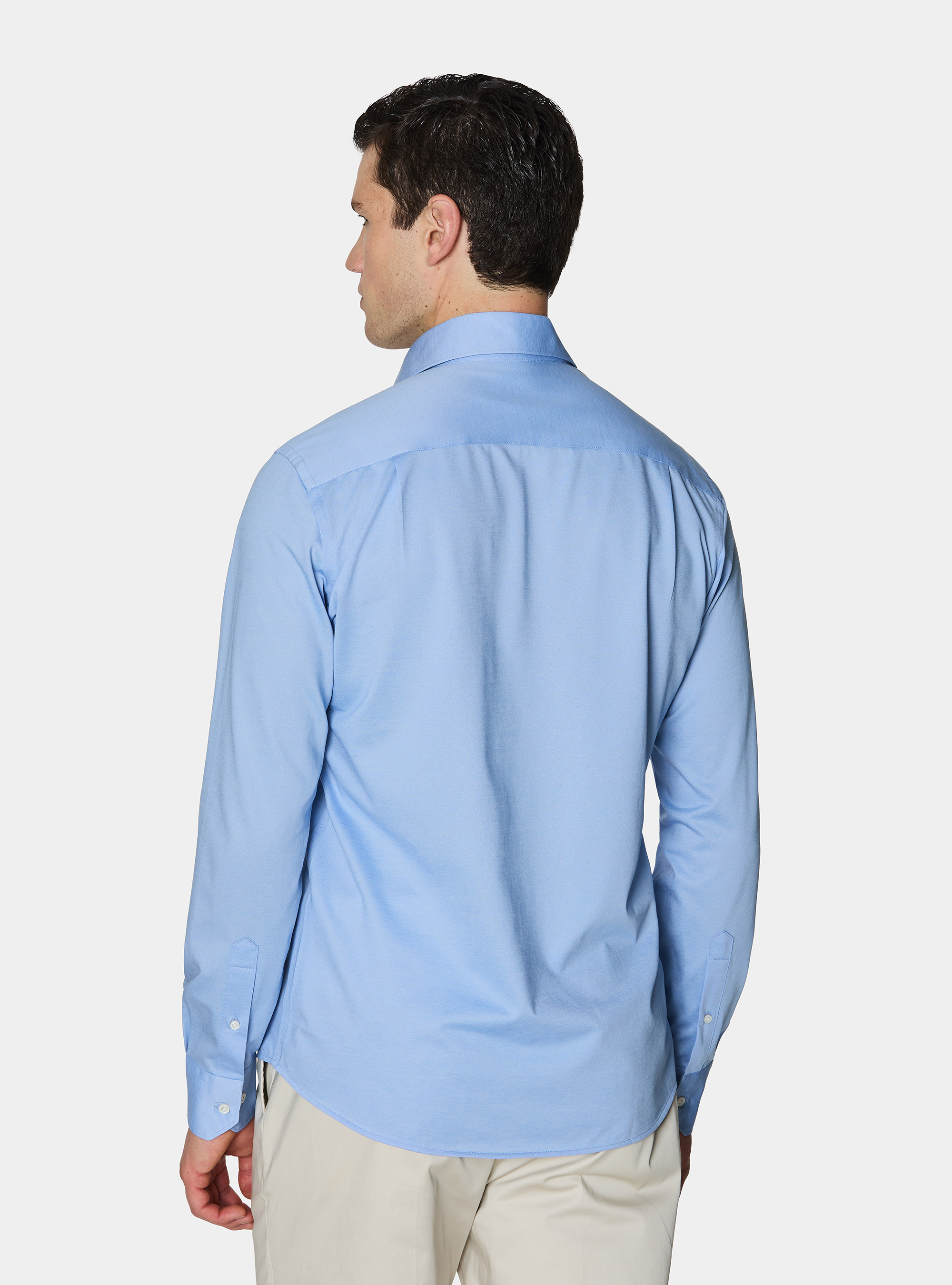 Camicia in jersey misto cotone paramontura, AZZURRO