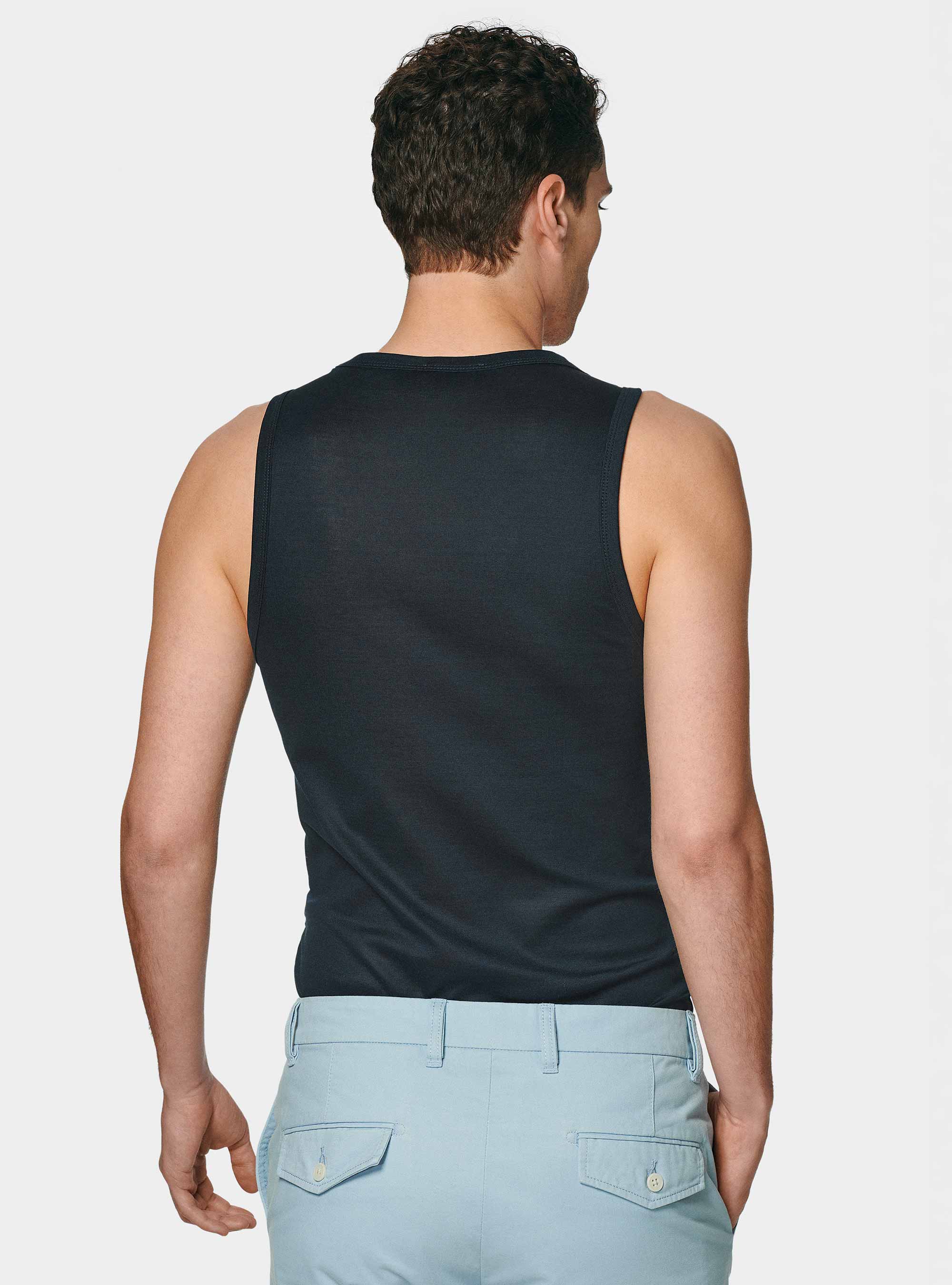 Cotton thread tank top, NAVY BLUE