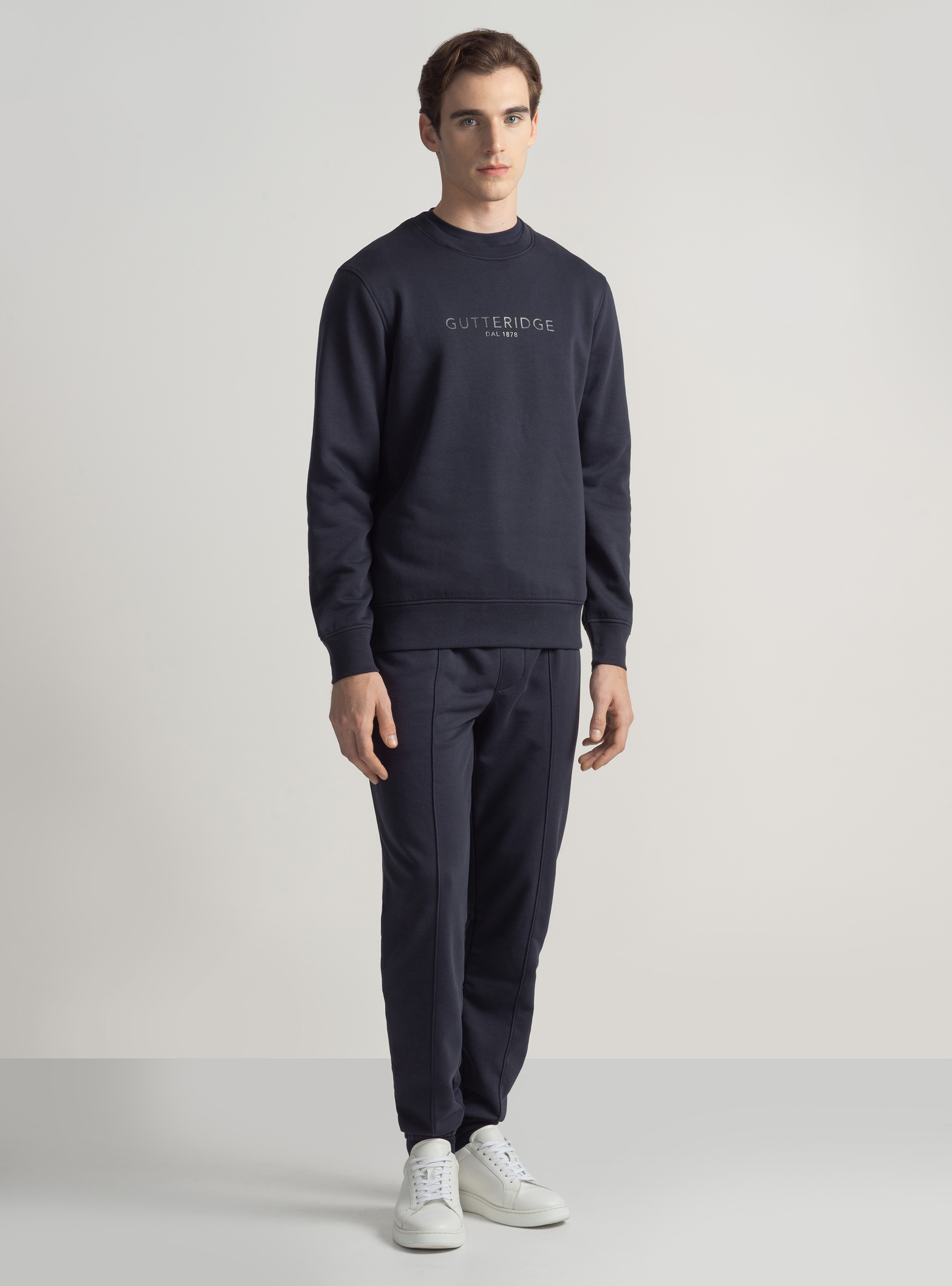 Crew-neck sweatshirt with logo, NAVY BLUE