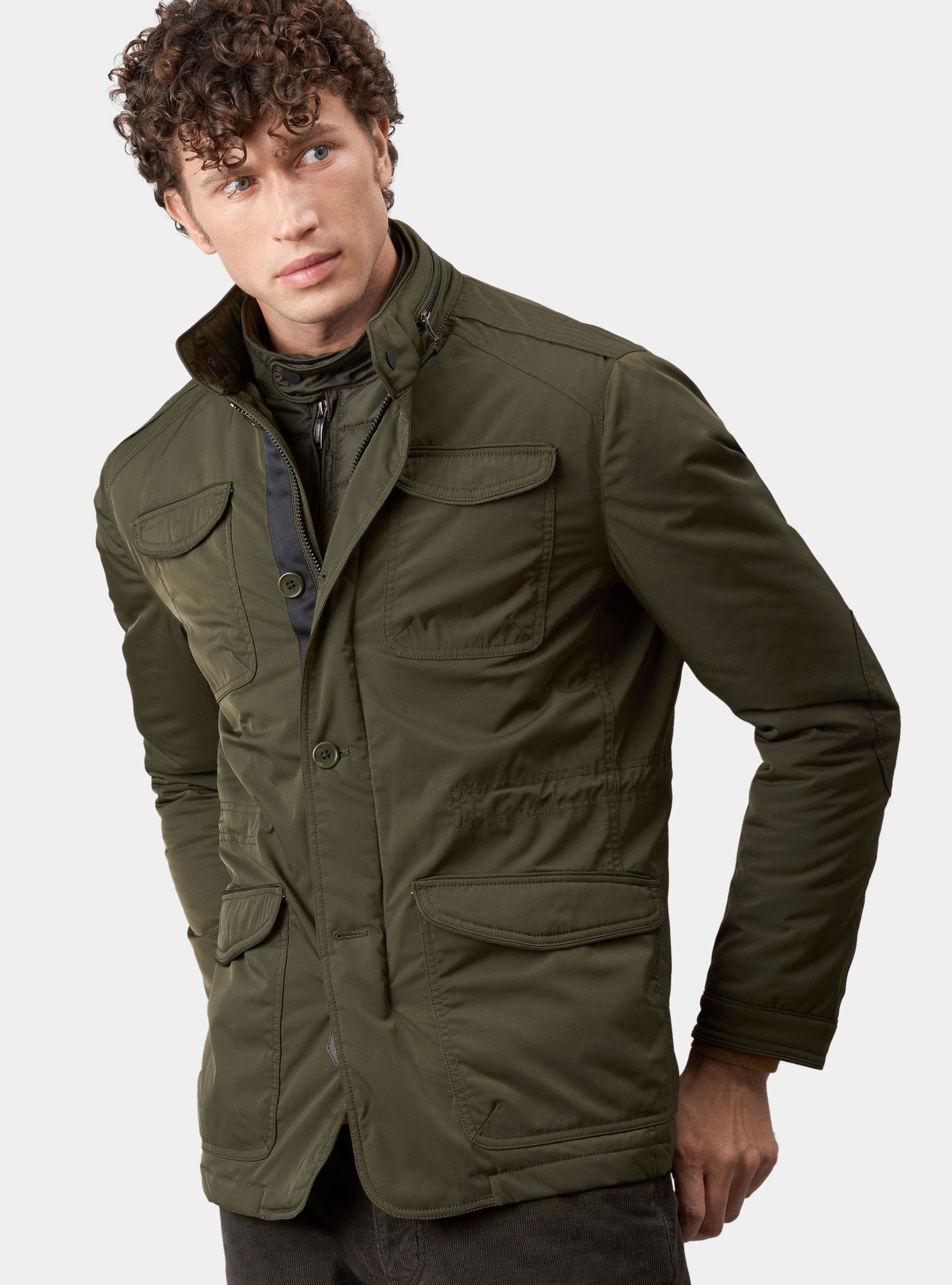 Field jacket with removable patch and bib, GREEN