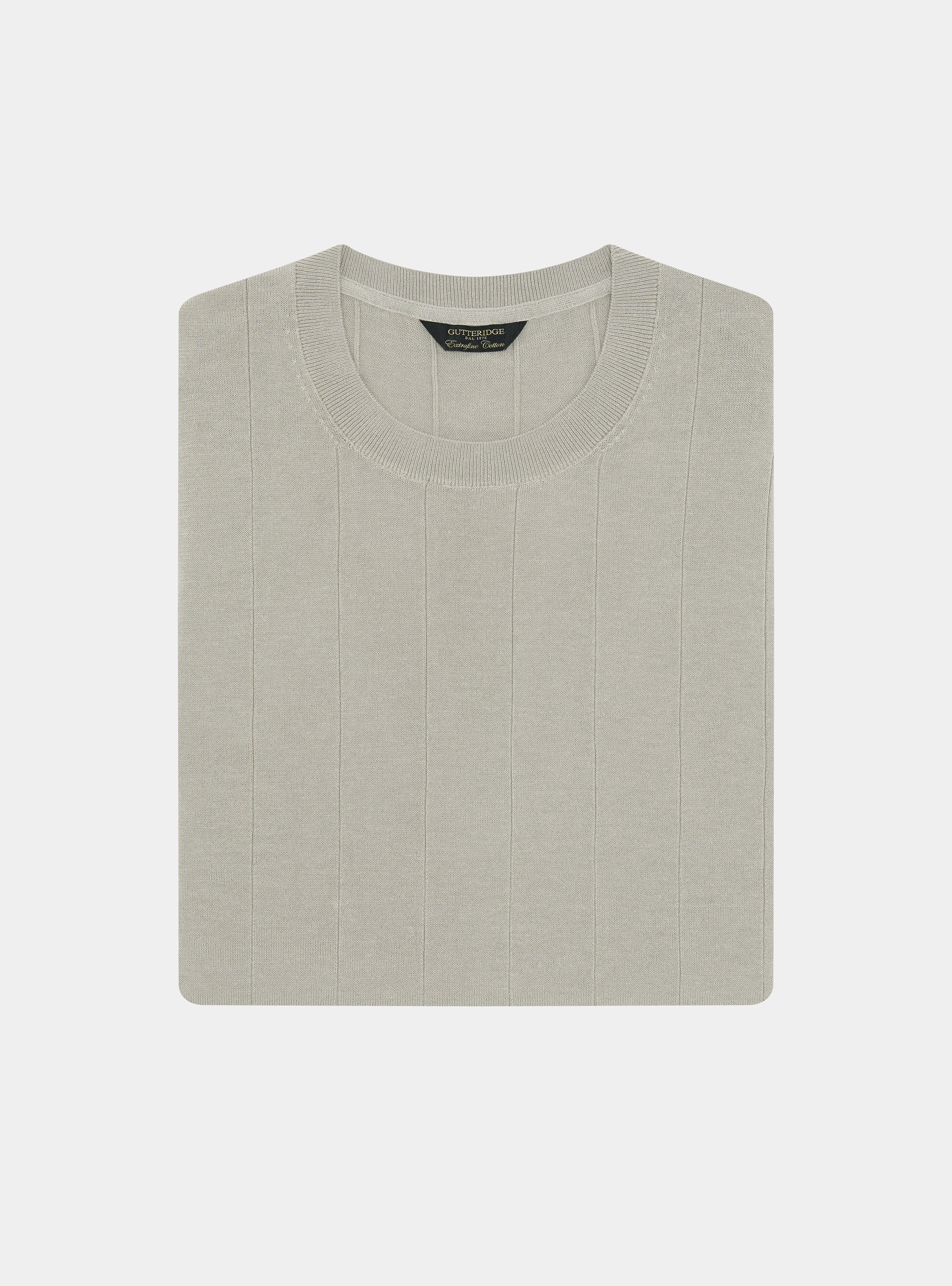 Pure cotton flat-ribbed sweater, SAND