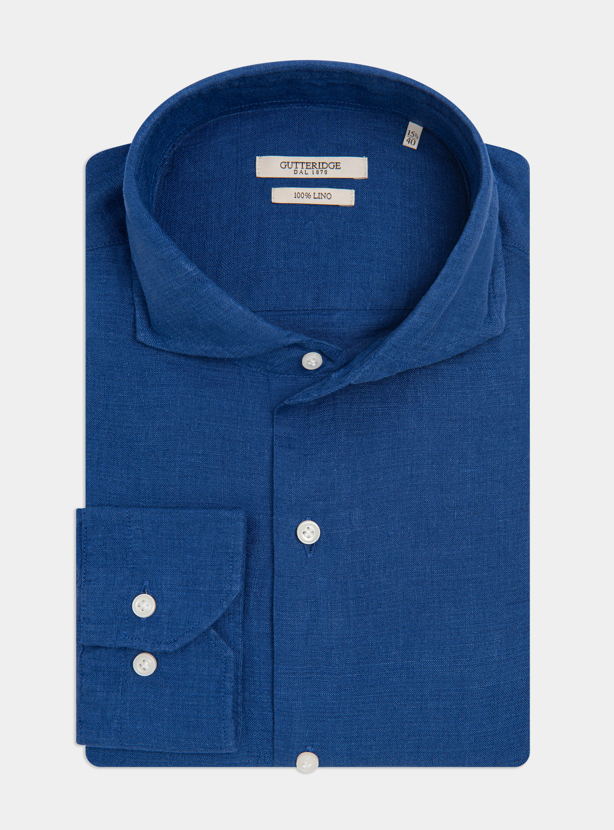 Hemd mit franz&ouml;sischem Kragen aus reinem Leinen, BLUE 0241C