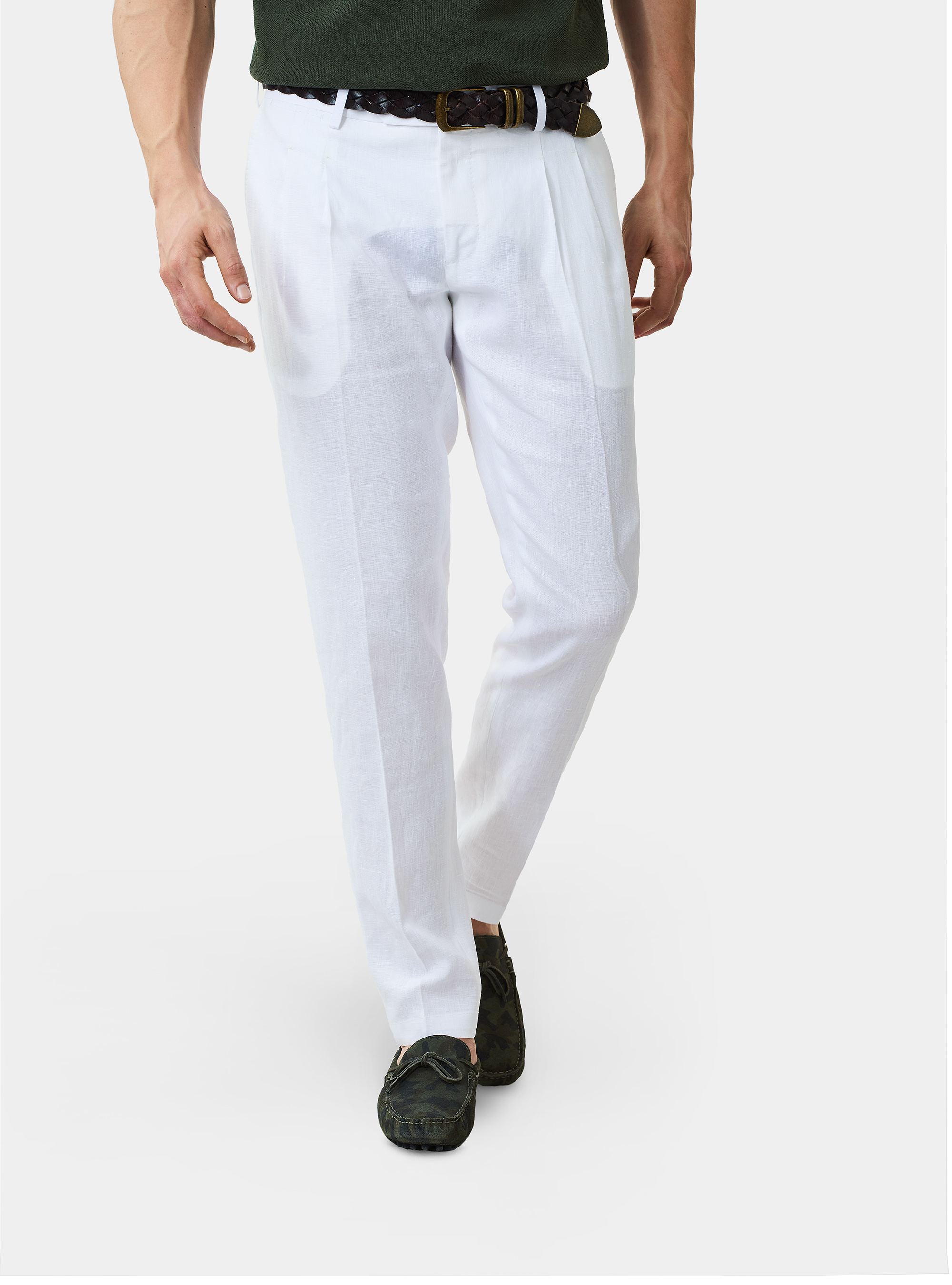 Pure Linen Suit Trousers, WHITE