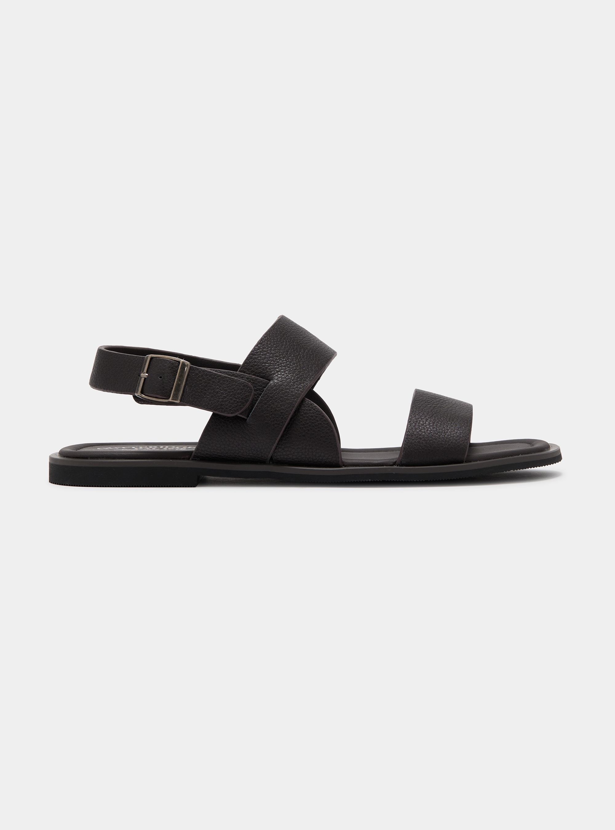 Sandals in textured leather, BROWN
