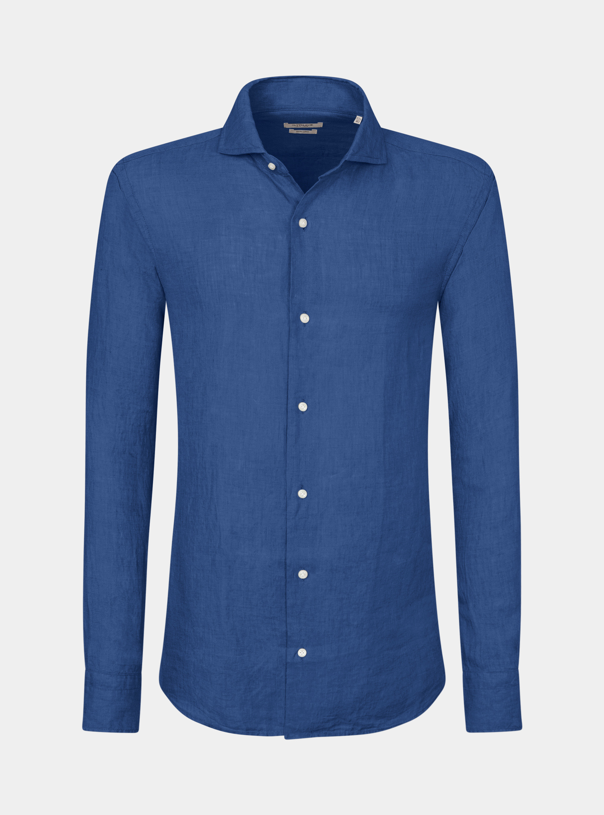 Hemd mit franz&ouml;sischem Kragen aus reinem Leinen, BLUE 0241C