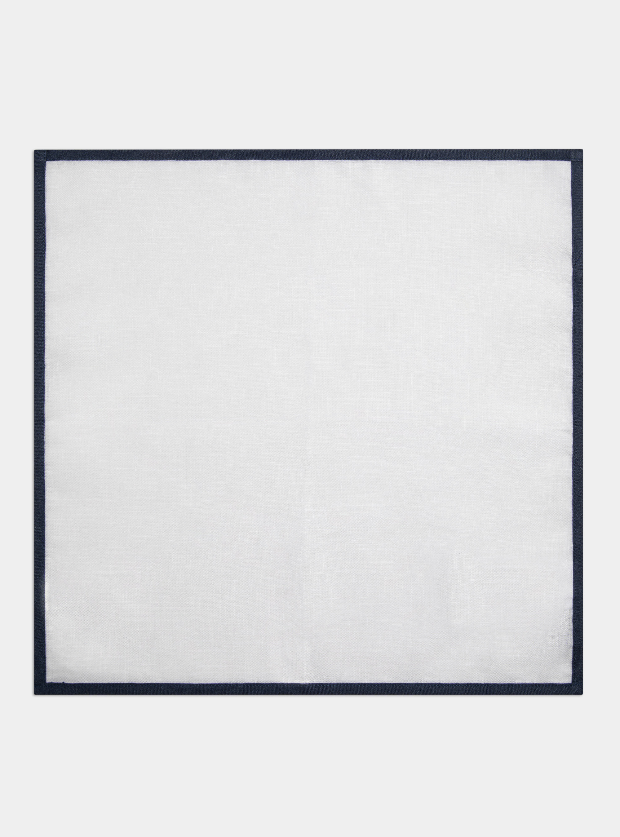 Linen pocket square, WHITE / BLUE NAVY