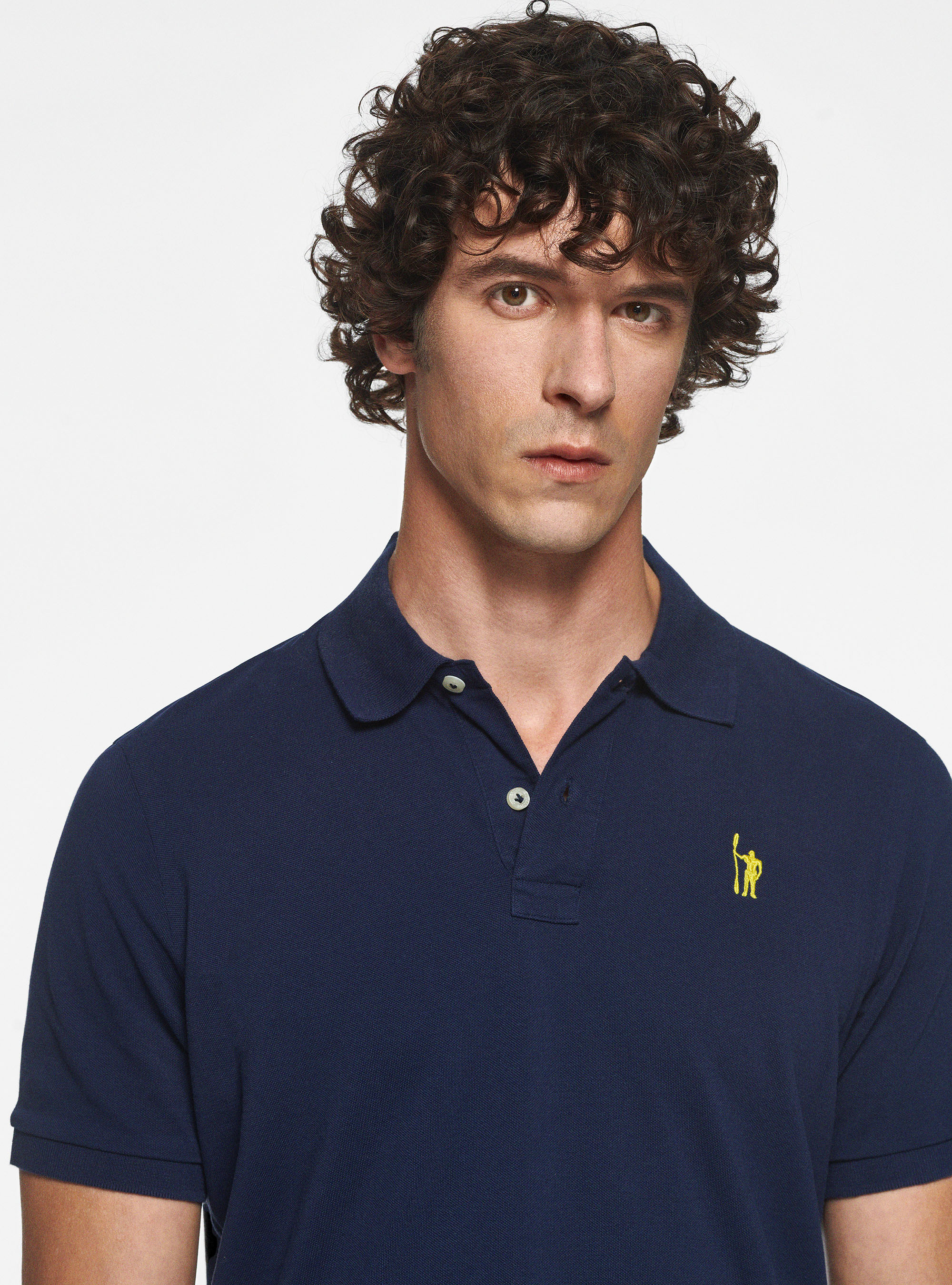 Piqu&eacute; polo shirt with embroidery, BLUE