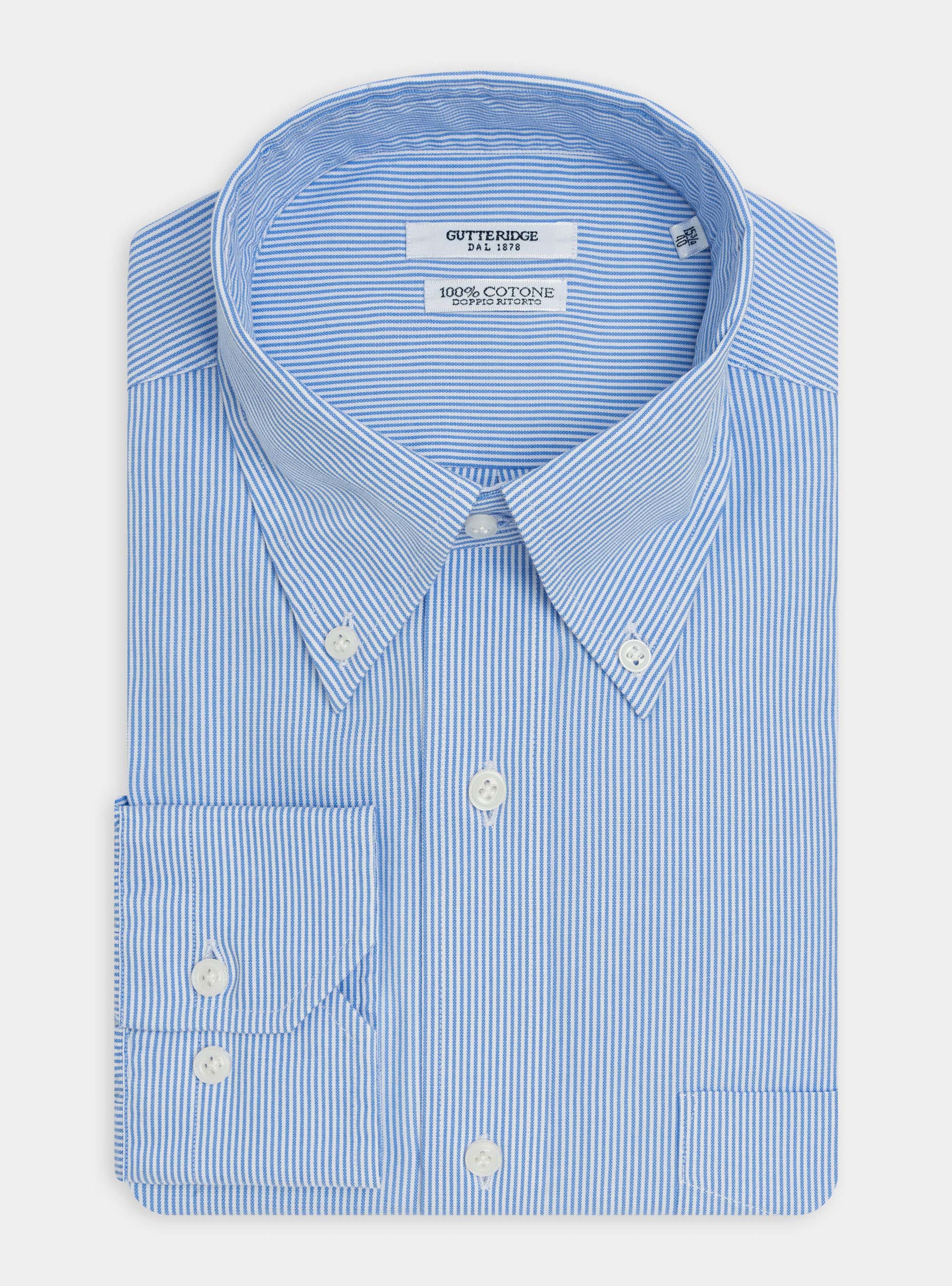 Double twisted cotton oxford button-down collar shirt, LIGHT BLUE