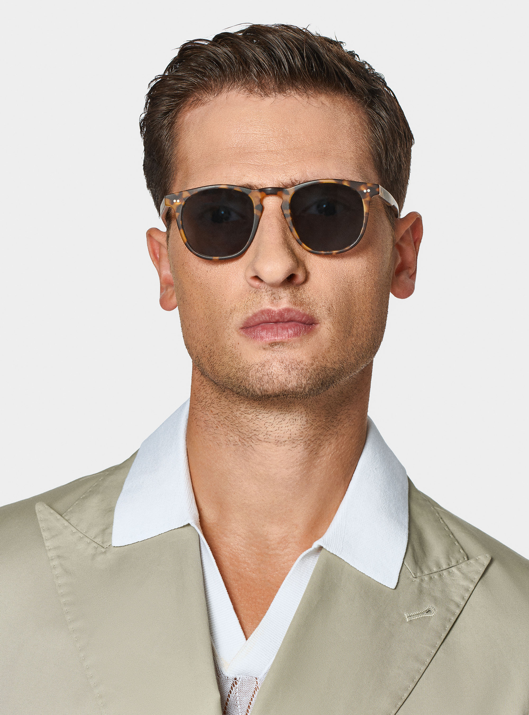 Double-breasted blazer in cotton poplin, ECRU