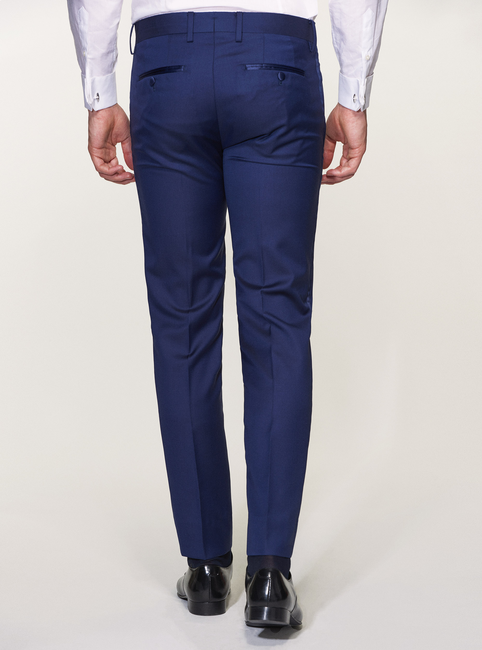 Pure superfine wool 110's Vitale Barberis Canonico tuxedo trousers, BASALT