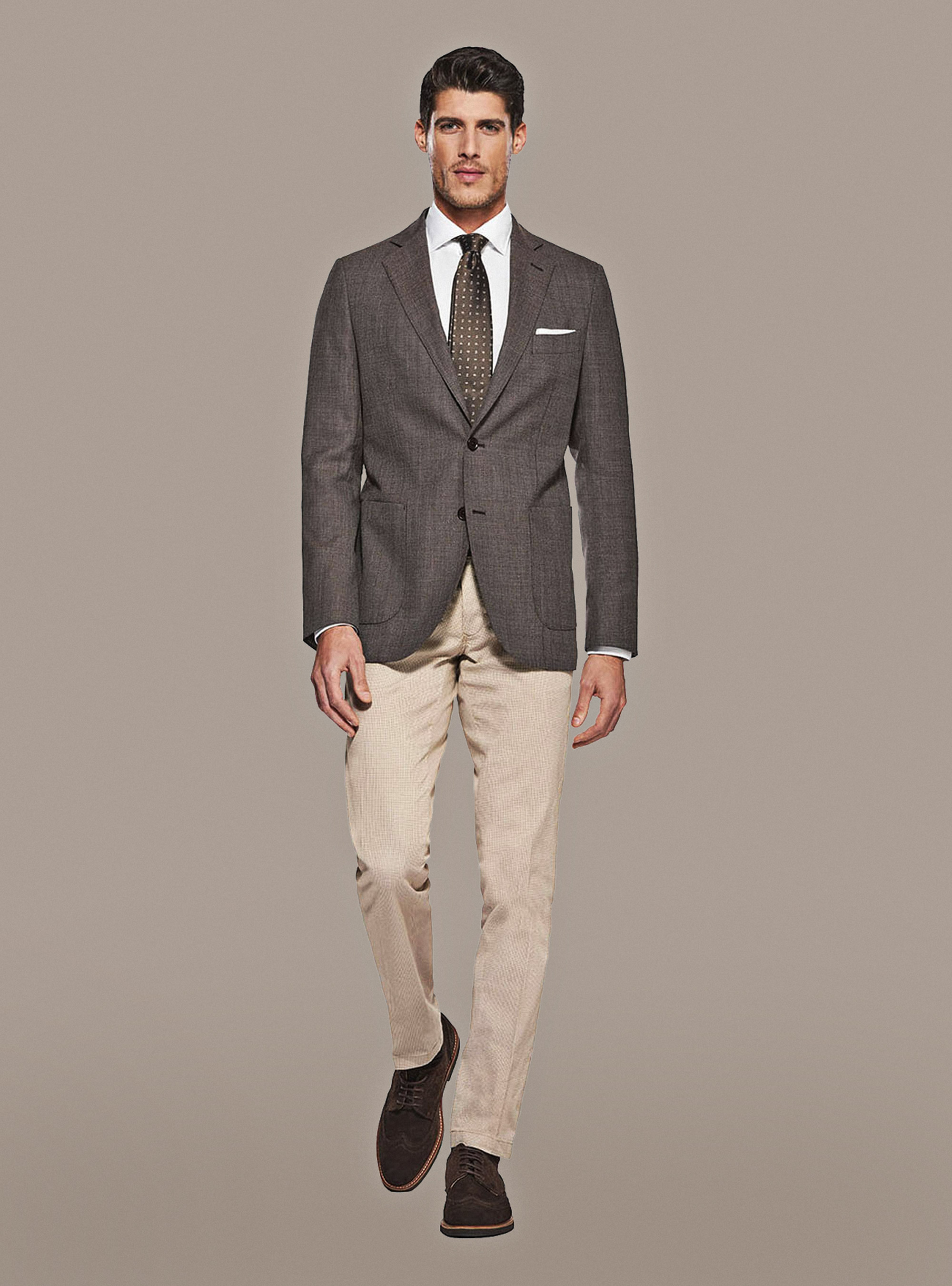 Micro-textured pure wool blazer, NOCCIOLA 0509C