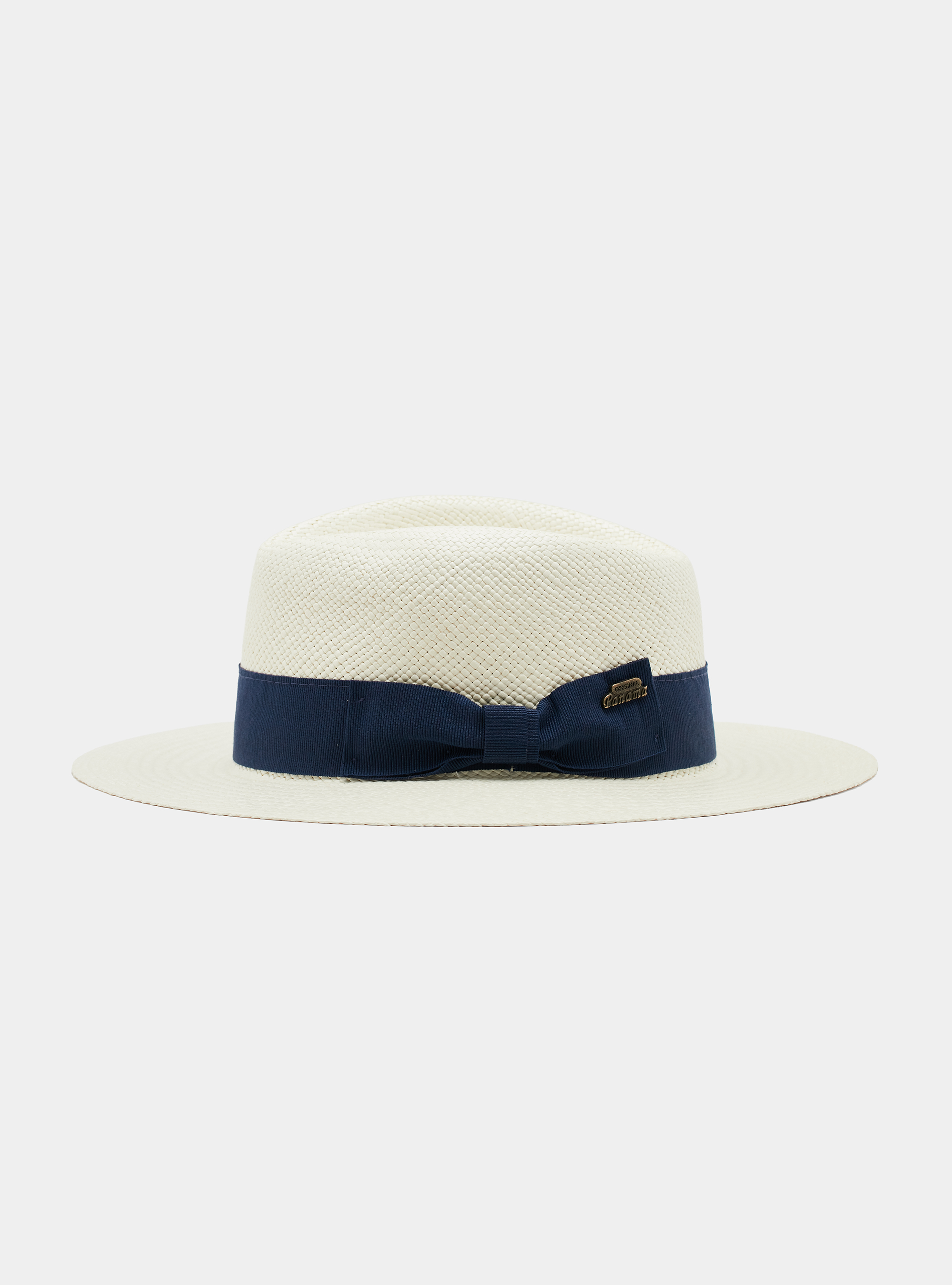 Panama hat with a band, WHITE / BLUE NAVY