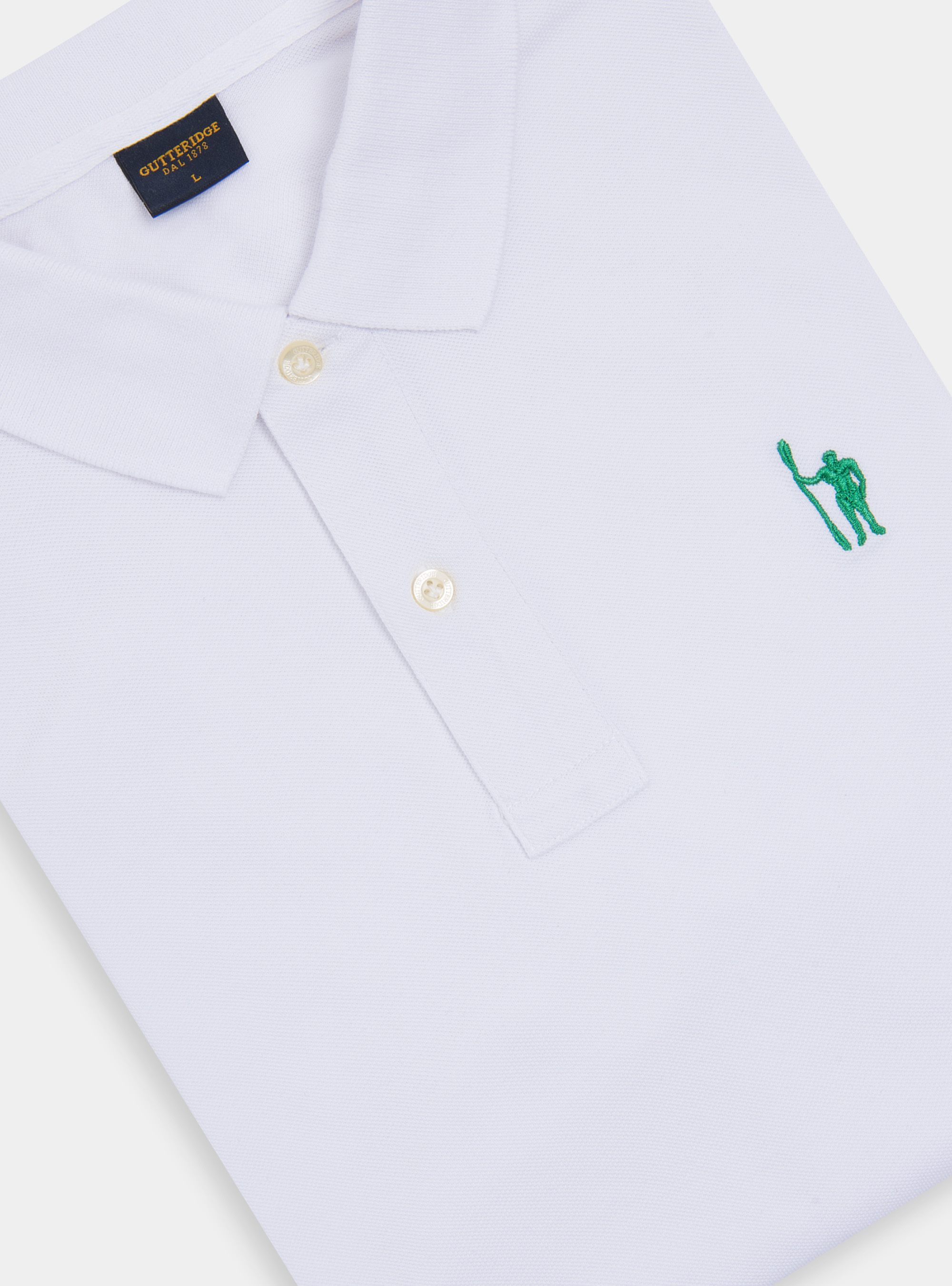 Polo classique en coton piqu&eacute; avec broderie, BLANC