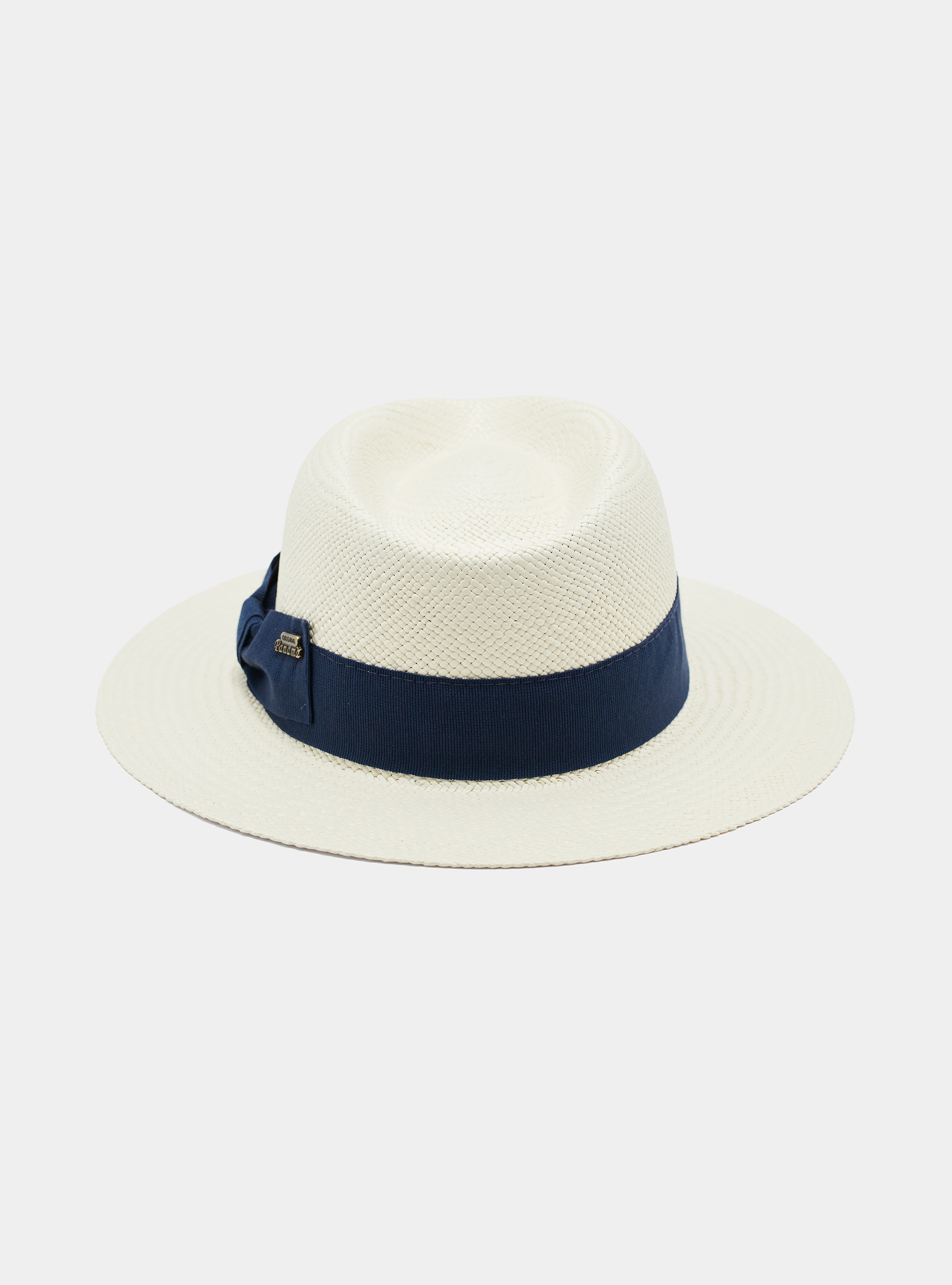 Panama hat with a band, WHITE / BLUE NAVY