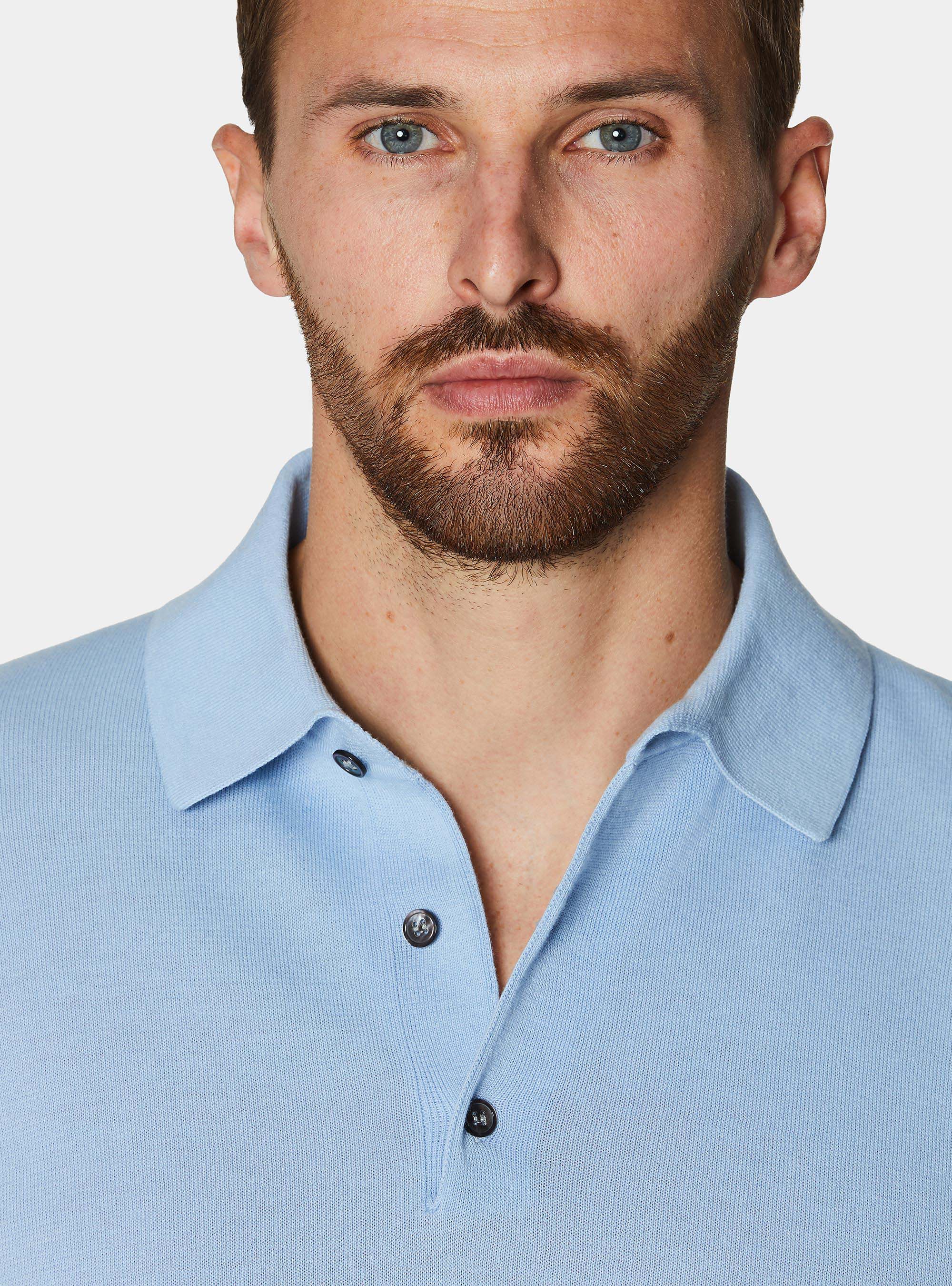 Poloshirt aus extrafeinem Baumwollstrick, 0266C AZZURRO