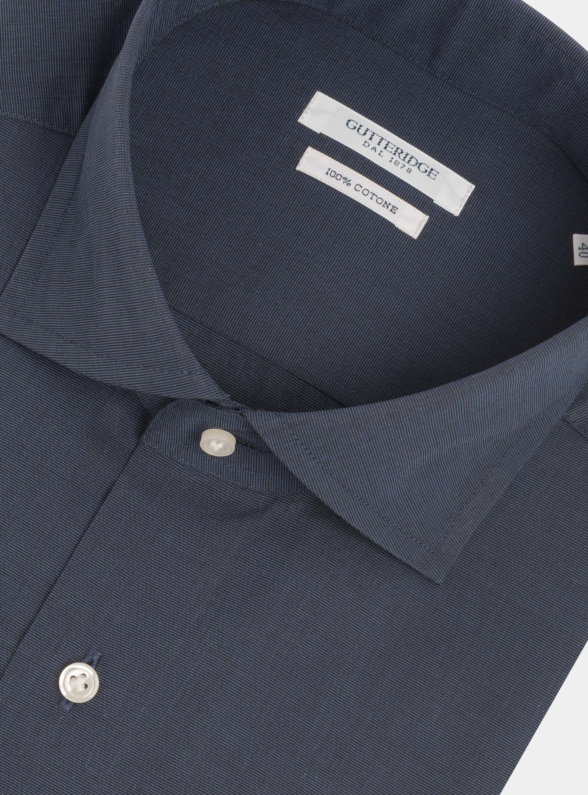 Chemise fil &agrave; fil avec col semi-fran&ccedil;ais, BLEU MARINE