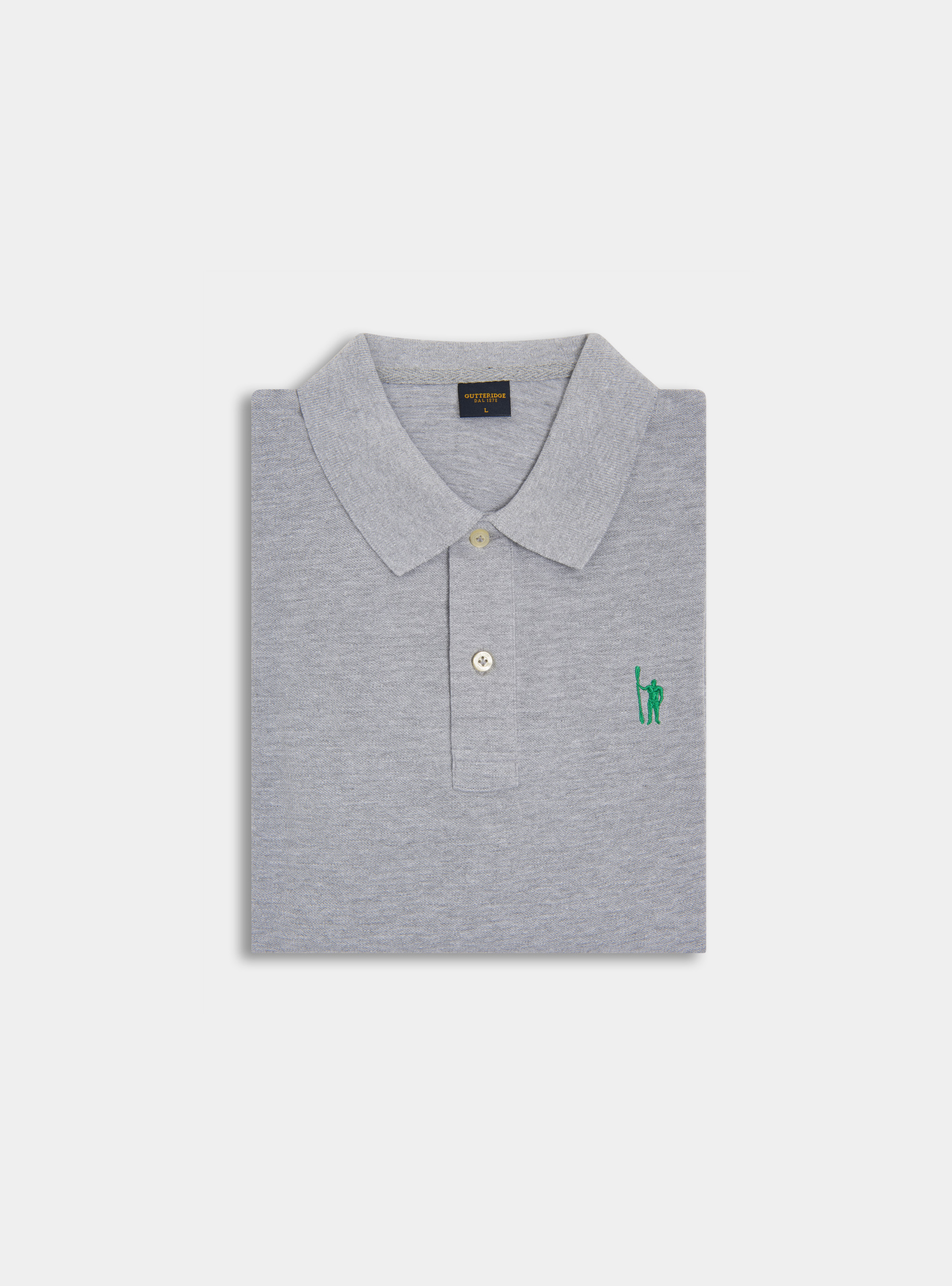 Polo classique en coton piqu&eacute; avec broderie, ASPHALTE