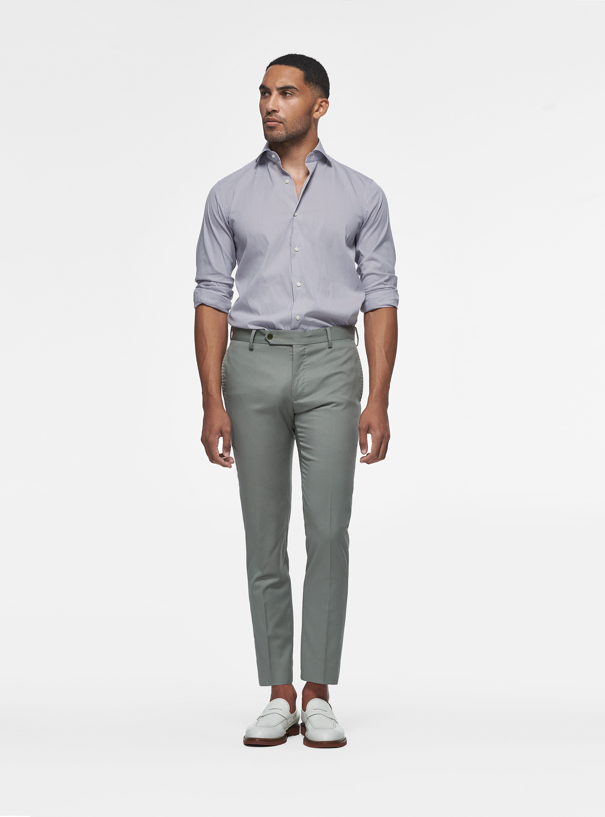 Trousers in pure 110's superfine wool, SALVIA 0602C