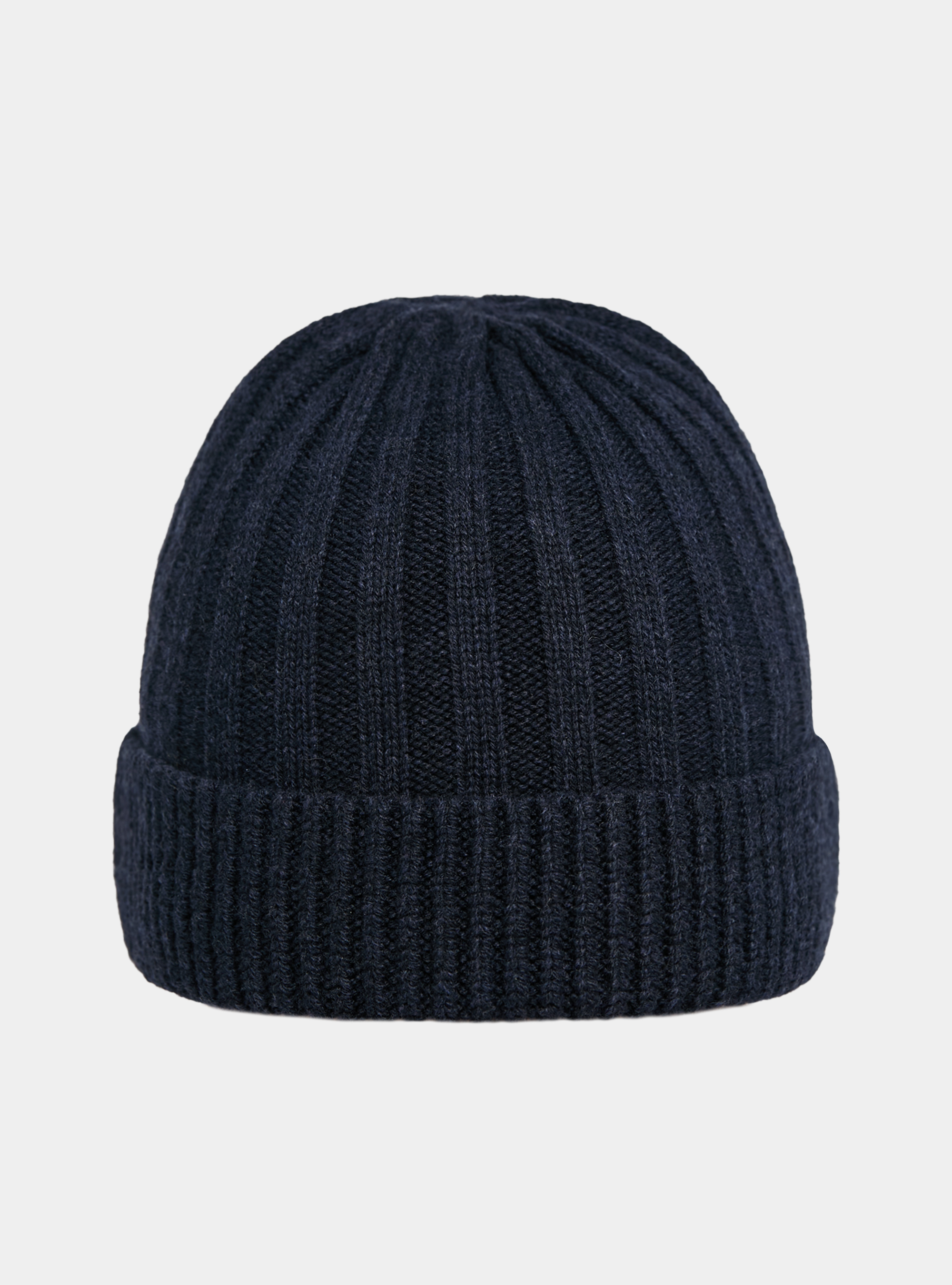 Englische Rippenm&uuml;tze aus Kaschmir, NAVY 0218C