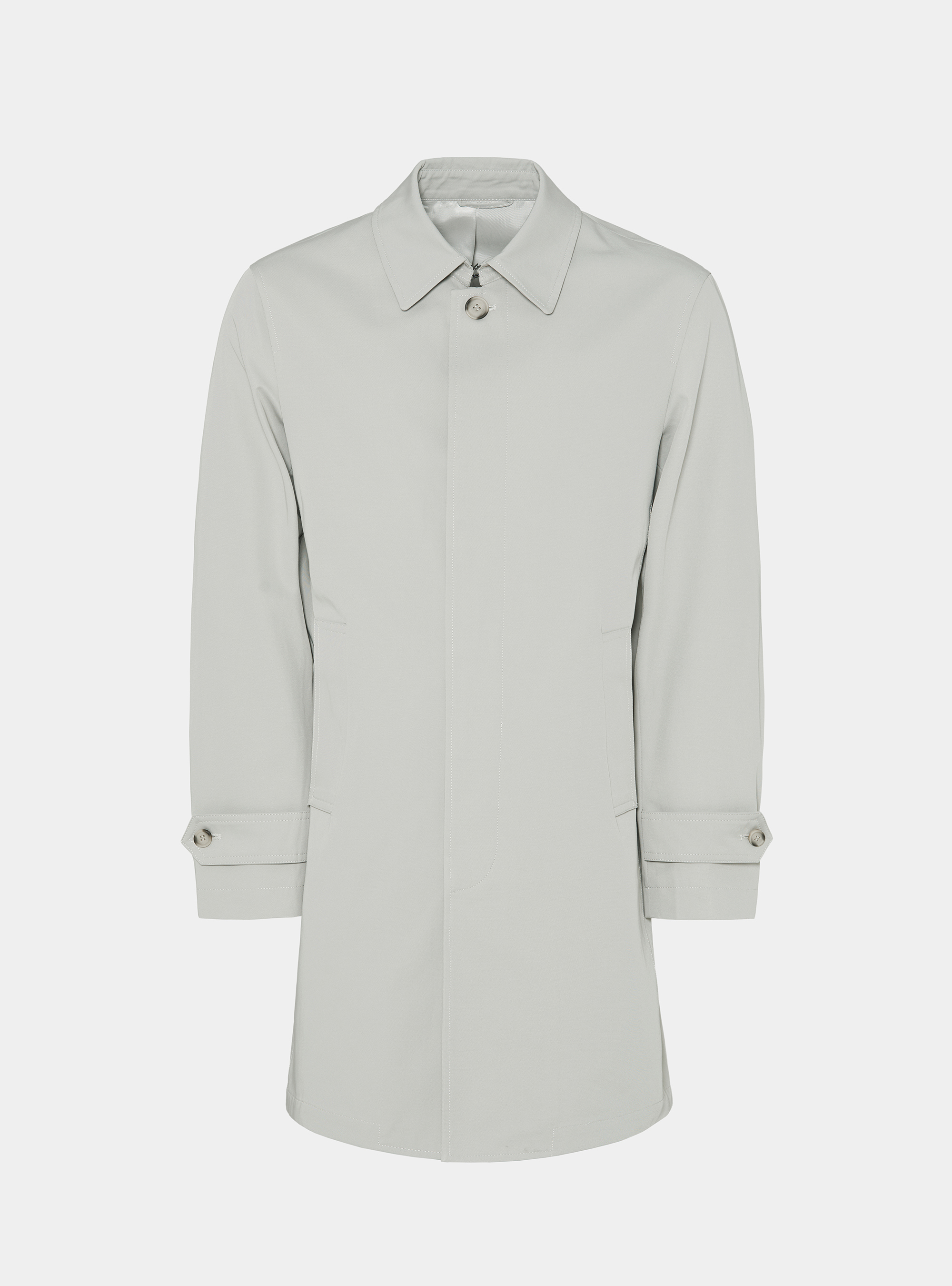 Single-breasted raincoat in cotton blend, ECRU