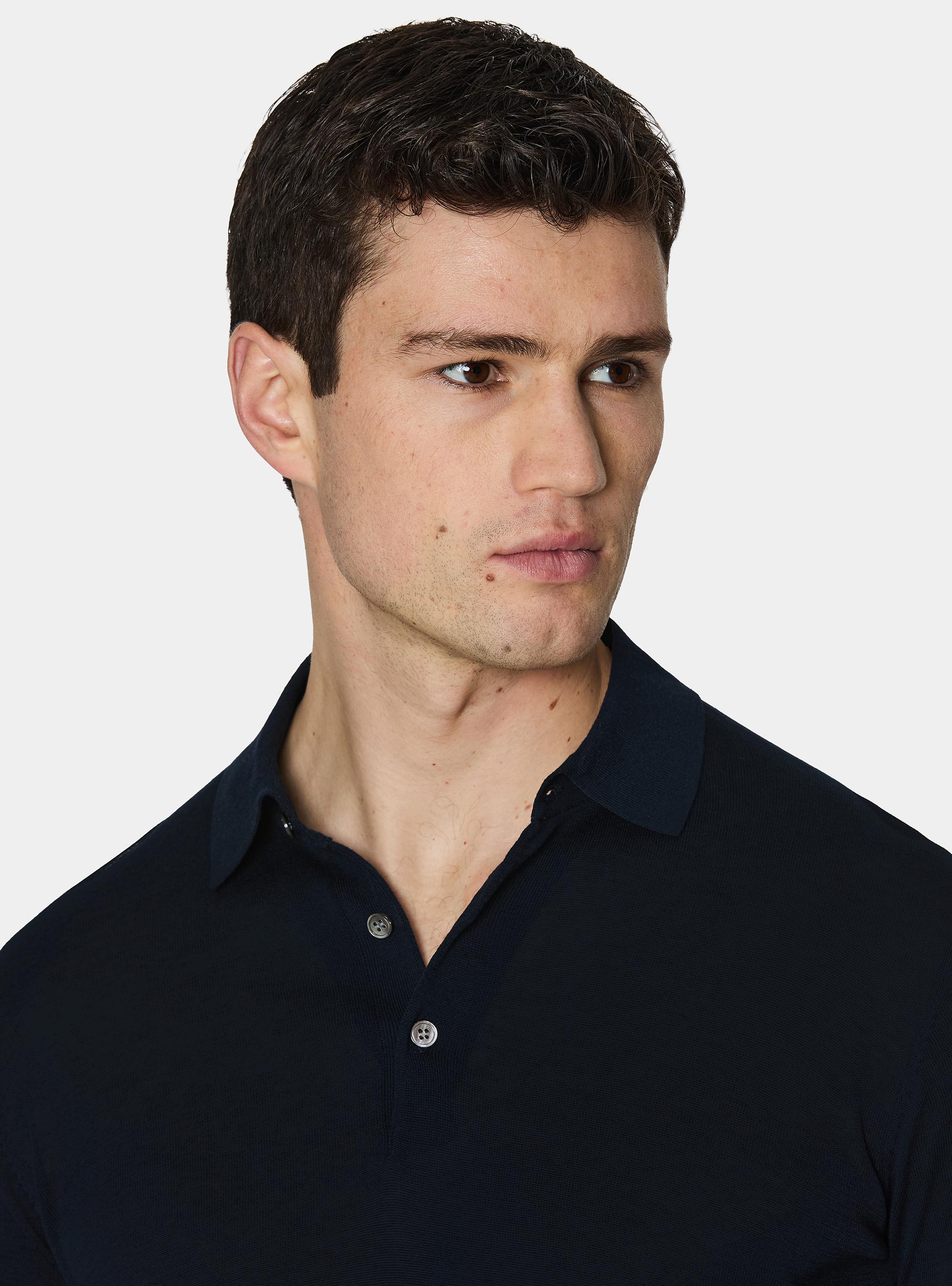 Poloshirt aus Baumwolle und Seide, NAVY 0218C