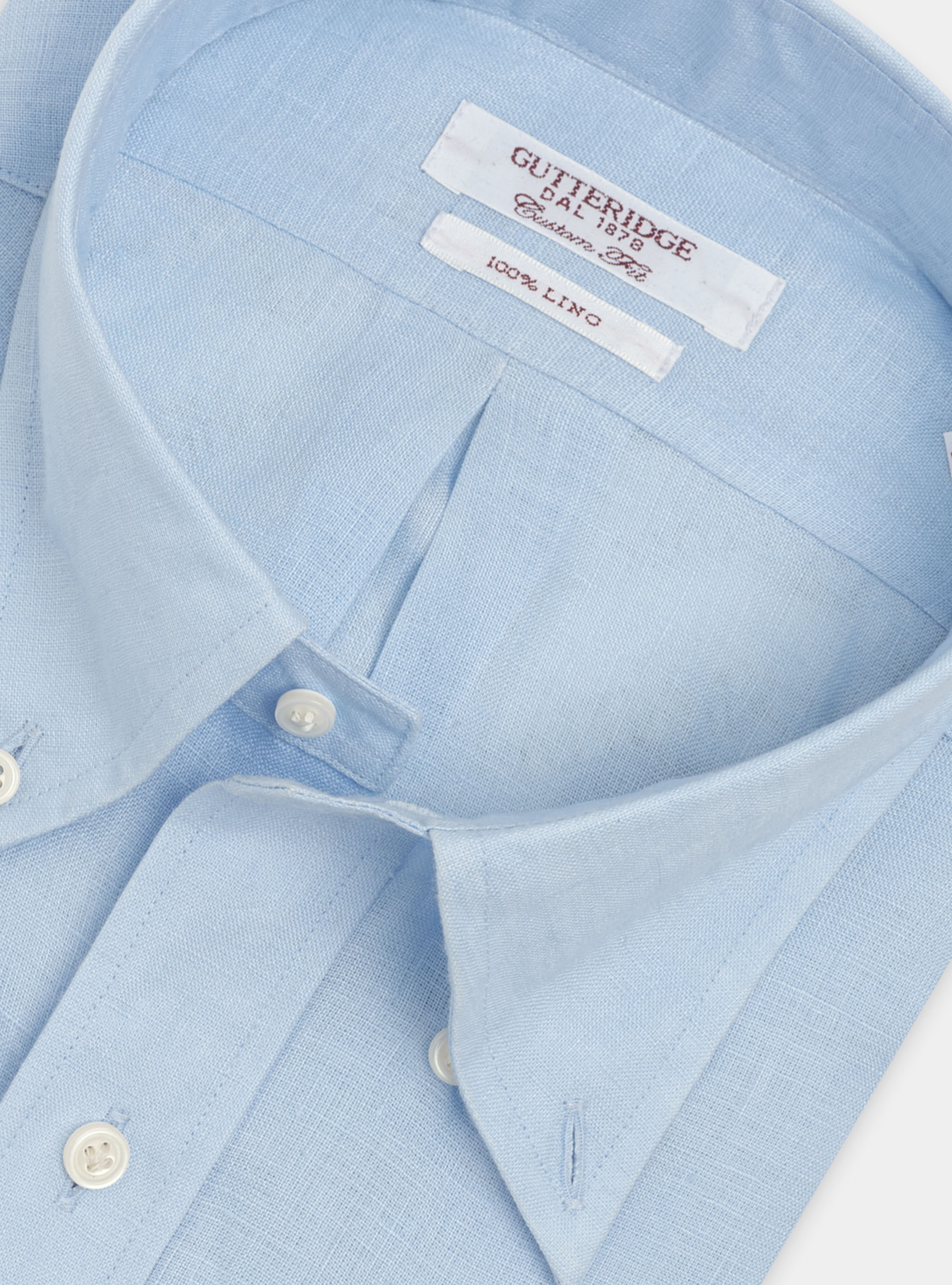 Classic fit comfortable shirt in pure linen with button-down collar, LIGHT BLUE