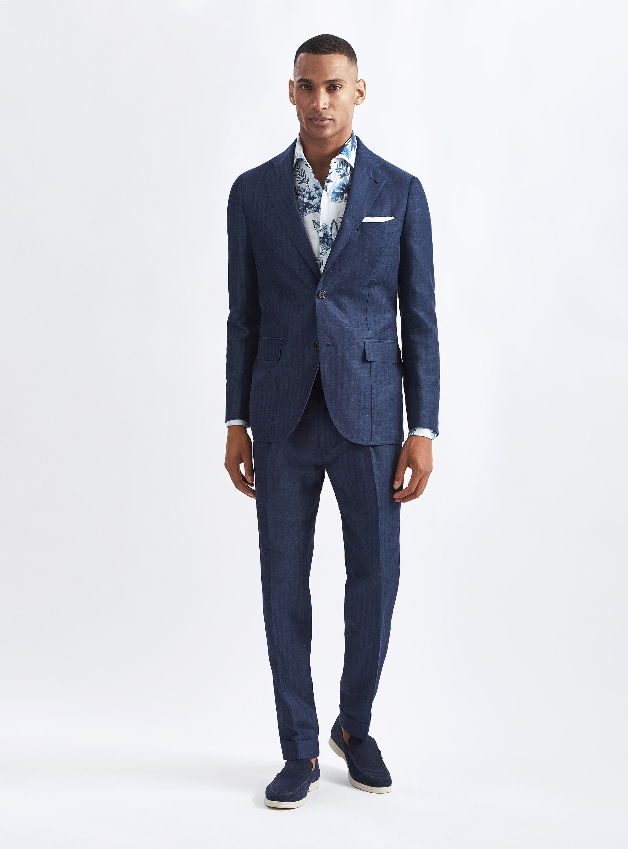 Giacca per abito in misto lino, BLU NAVY