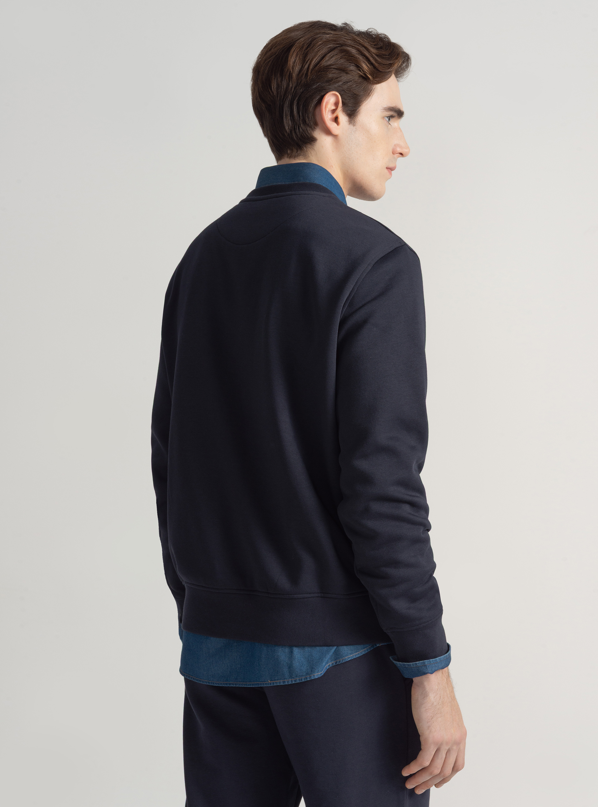 Crew neck sweatshirt with rubberised logo GT01, NAVY BLUE