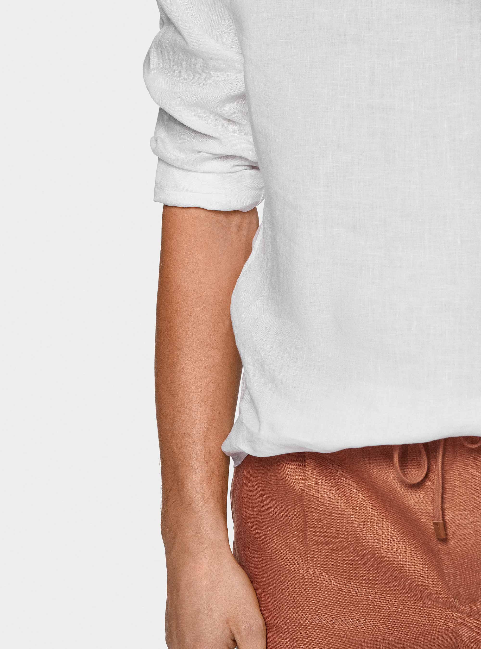 Chemise cor&eacute;enne en pur lin, BLANC