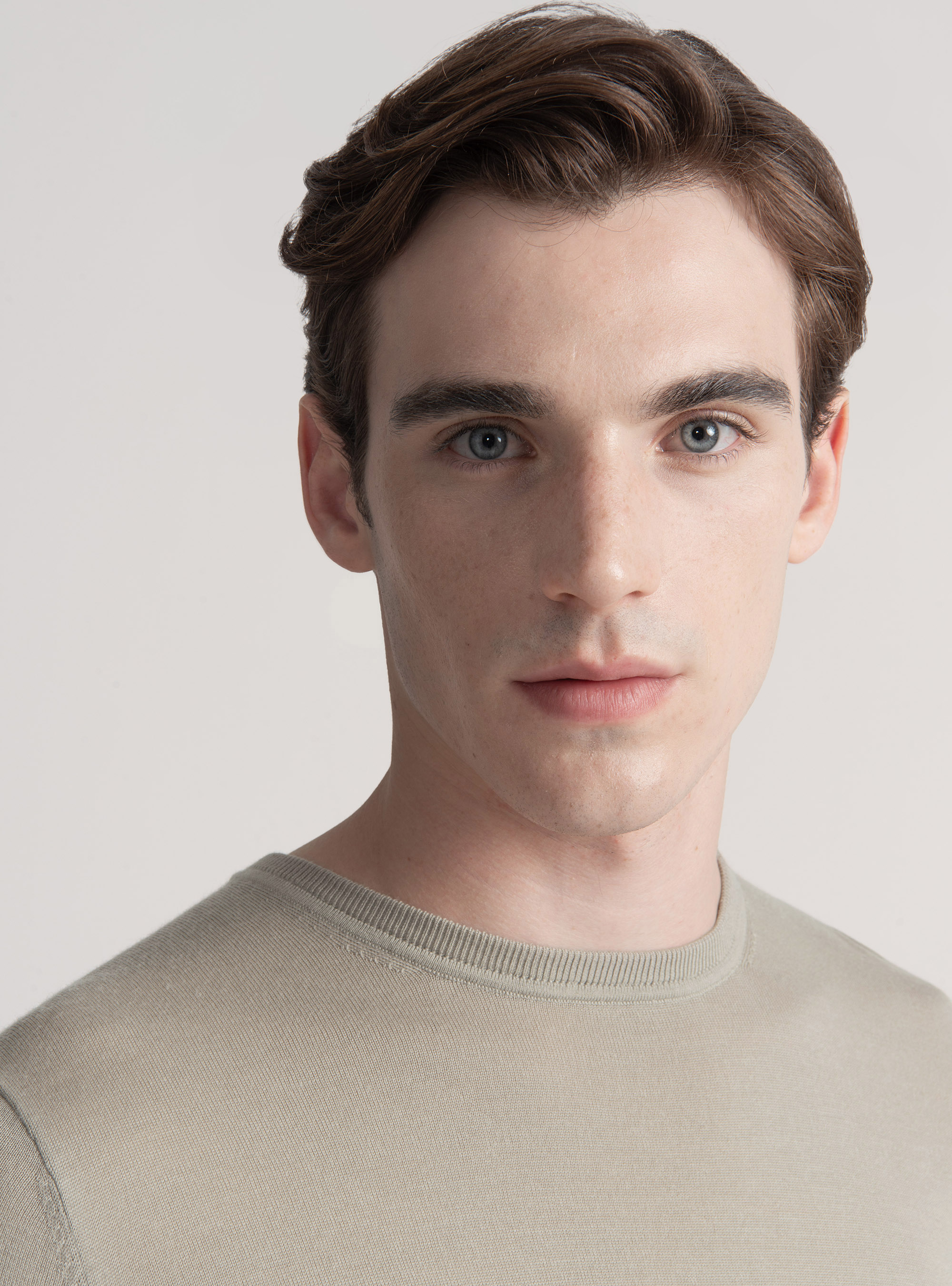 Crew-neck sweater in pure extra-fine merino wool, SAND