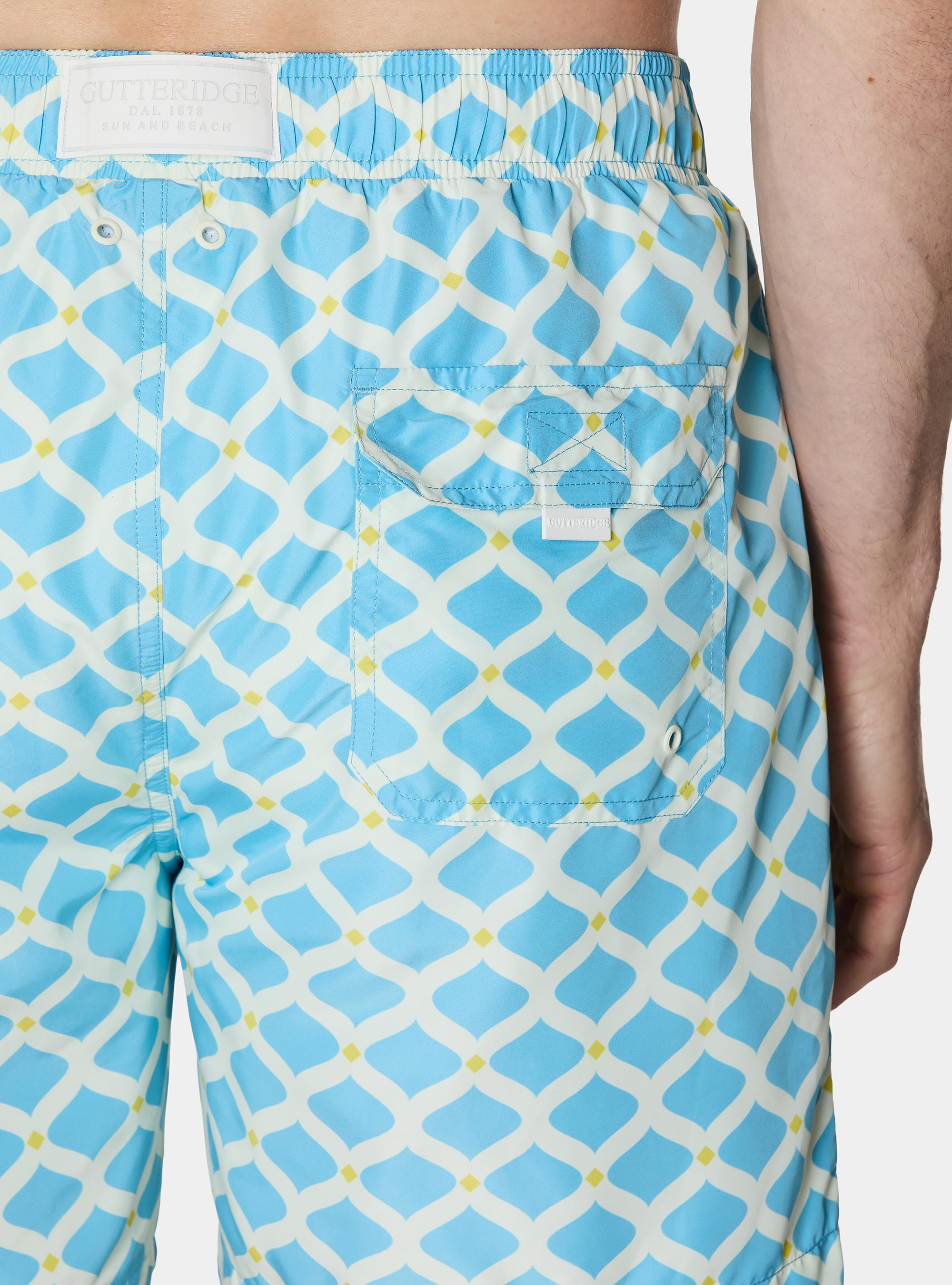 Geometric print swimwear, LIGHT BLUE