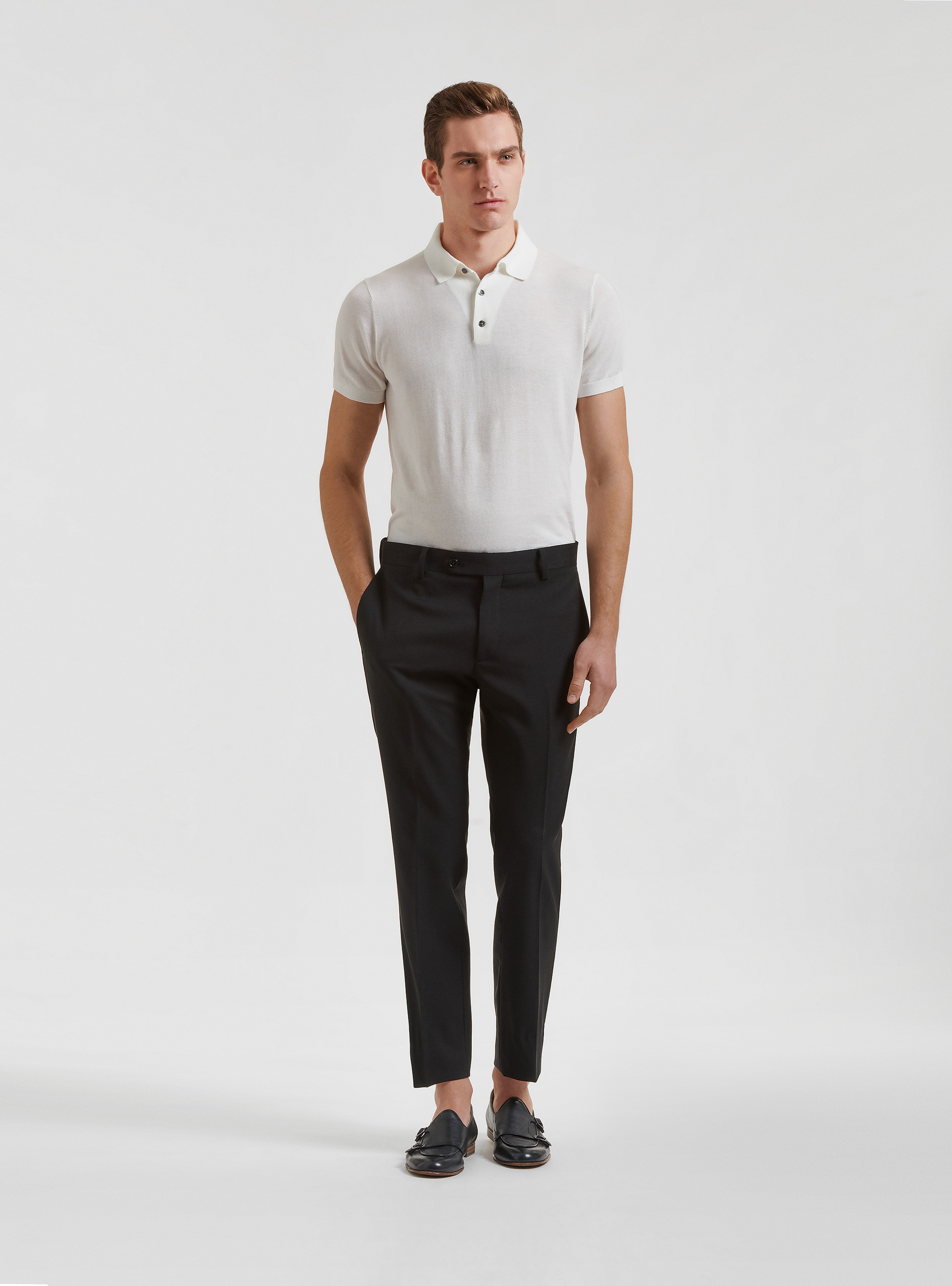 Pantalones de traje de pura lana Vitale Barberis Canonico, NEGRO