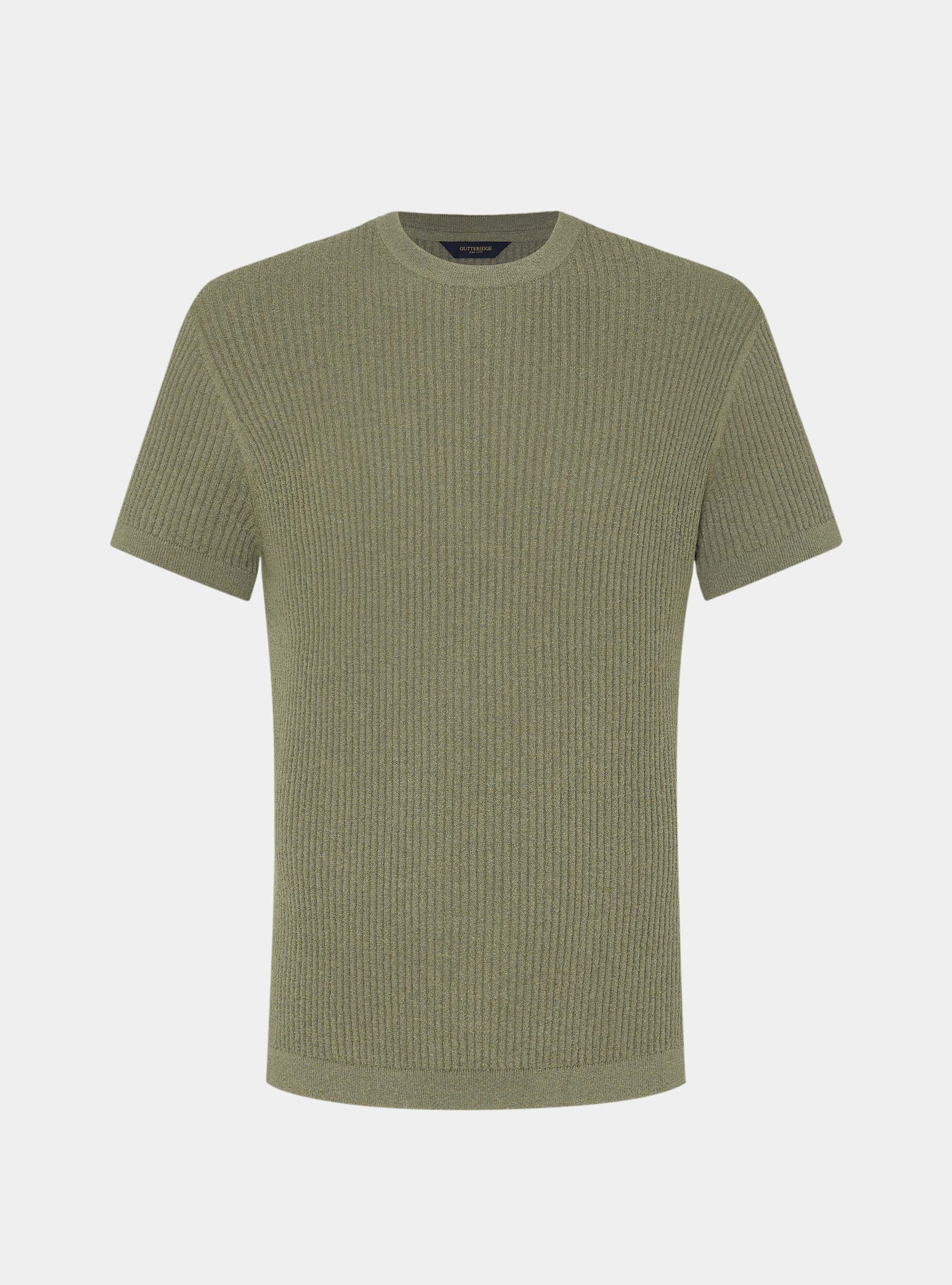 Crew neck in ribbed boucl&eacute; knit, SALVIA 0602C