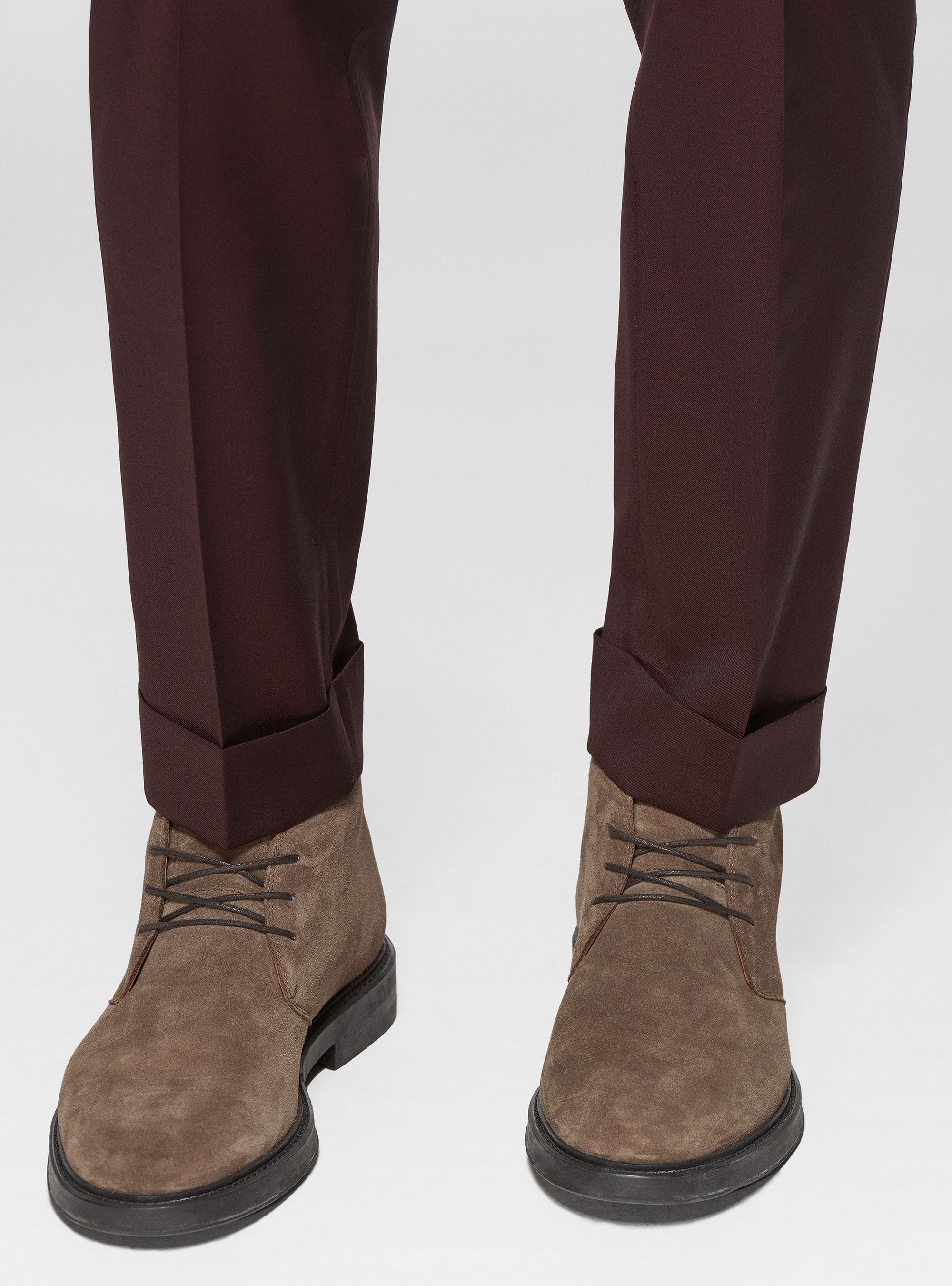Reda pure wool double pleat trousers, BORDEAUX