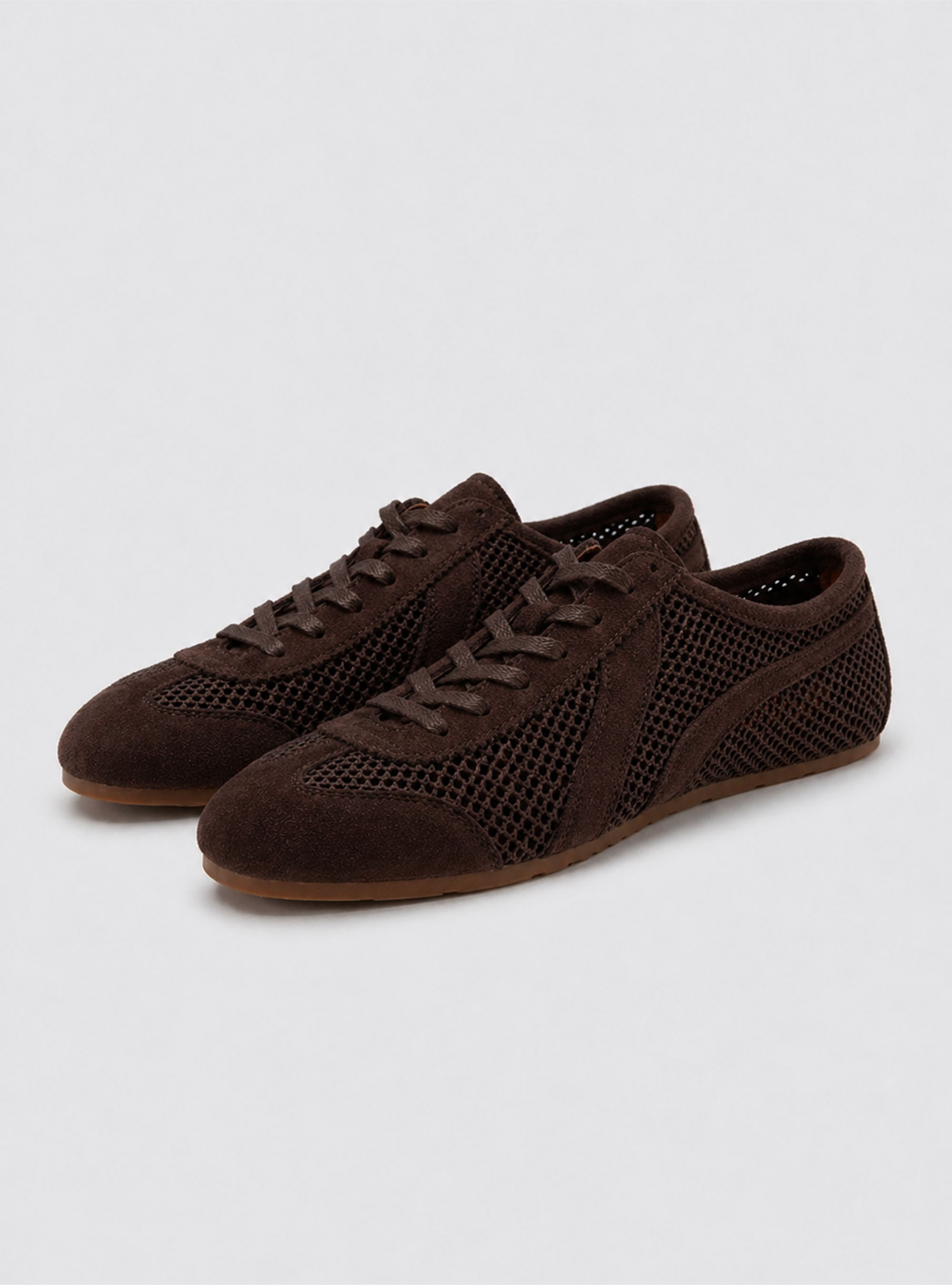 Zapatillas de ante y malla, MARRON