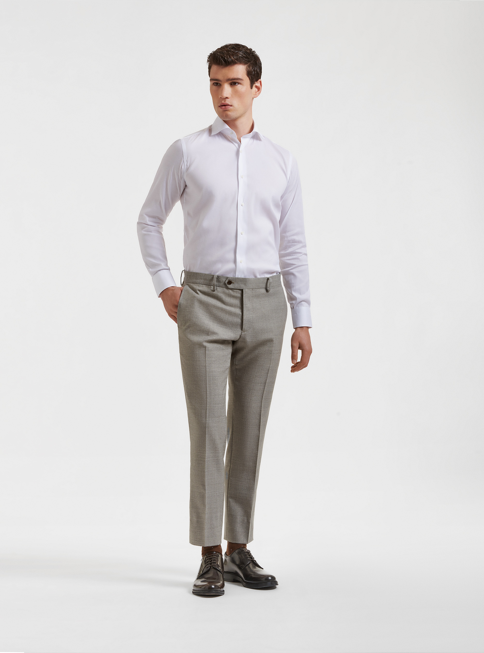 Pantalones de traje de pura lana Vitale Barberis Canonico, CRUDO
