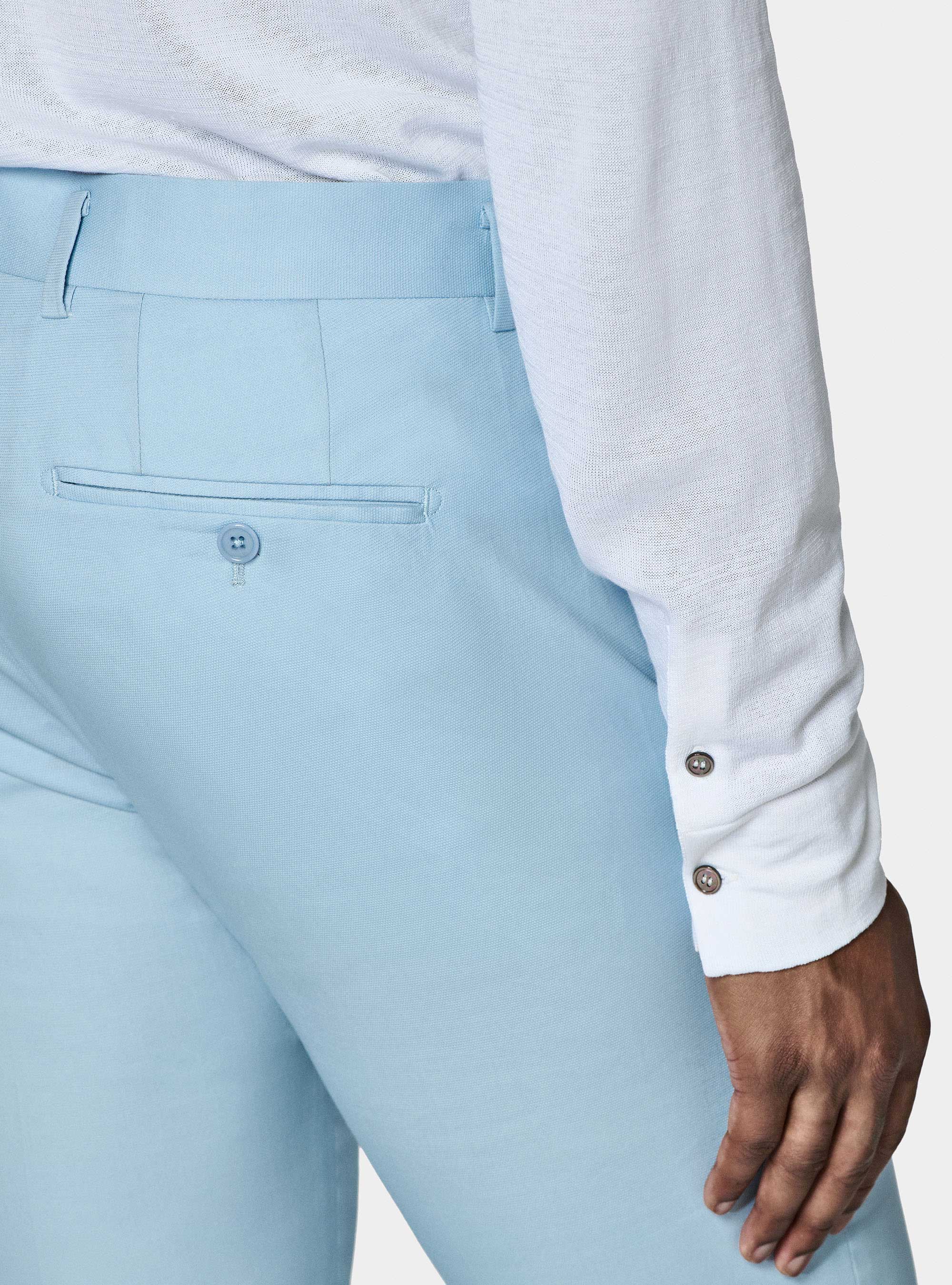 Pantal&oacute;n de traje de algod&oacute;n, CELESTE