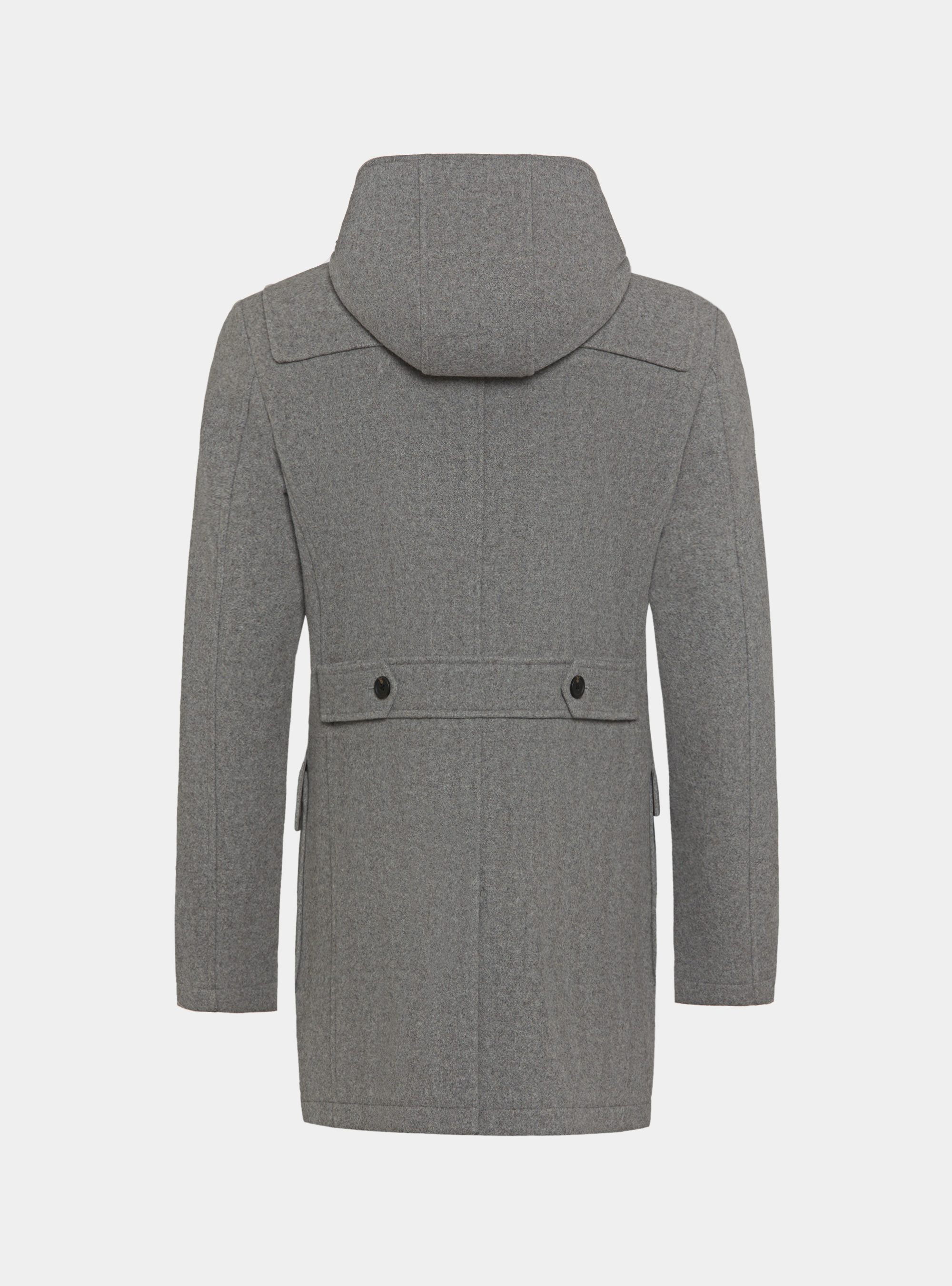 Wool-blend Montgomery duffel coat with checked interior, GRIGIO MELANGE 0151C