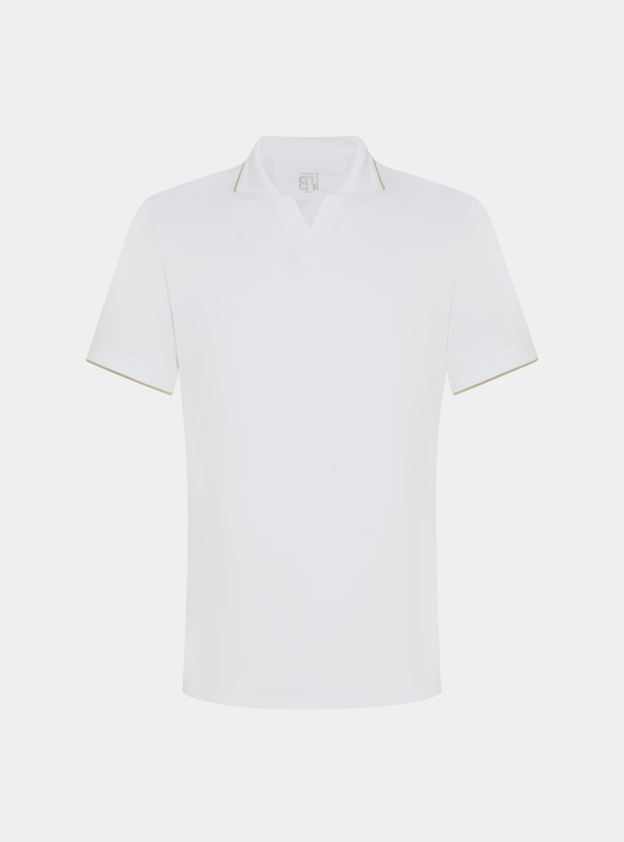 Polo GT01 senza bottoni in piquet stretch, BIANCO