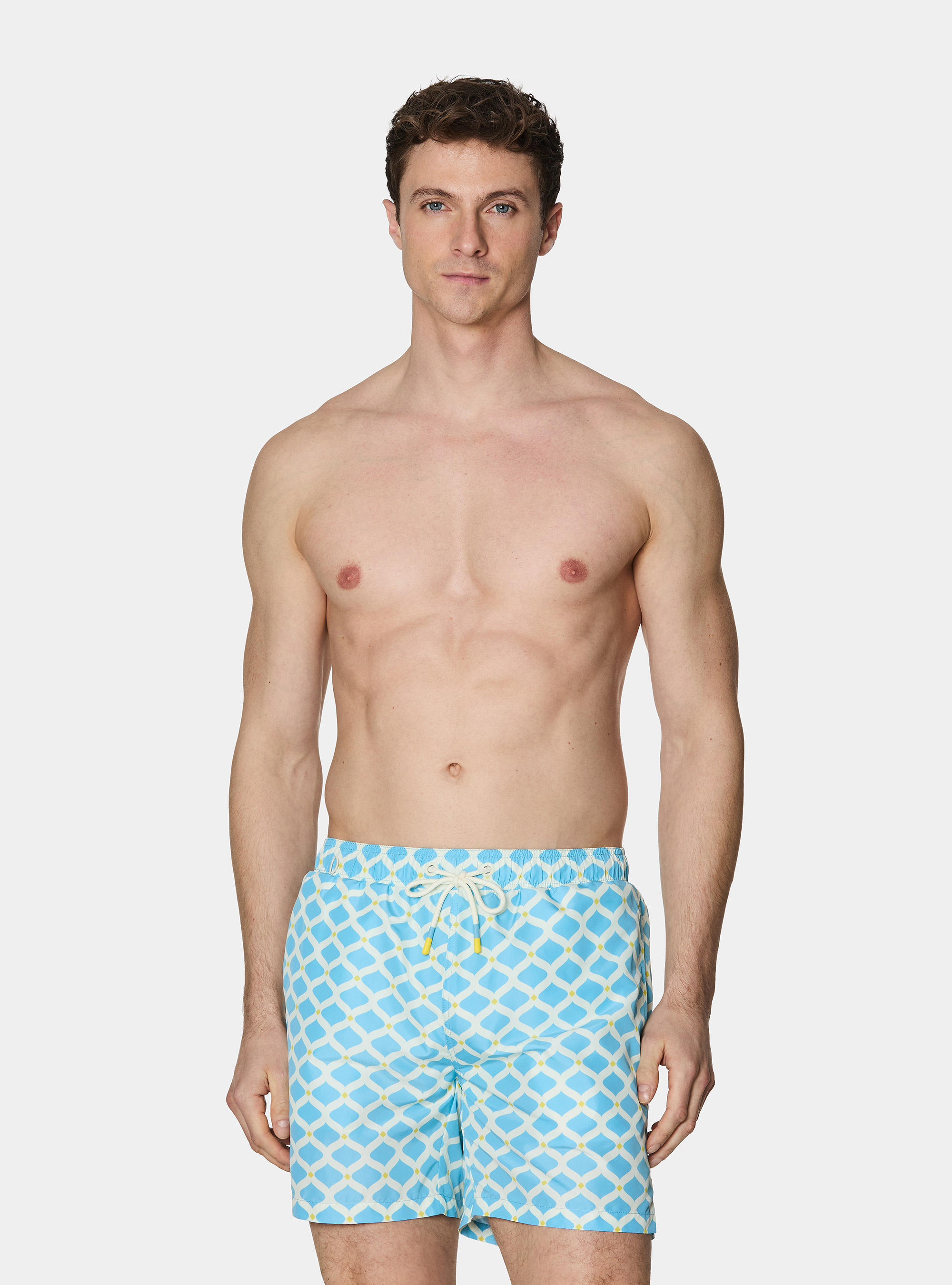 Geometric print swimwear, LIGHT BLUE