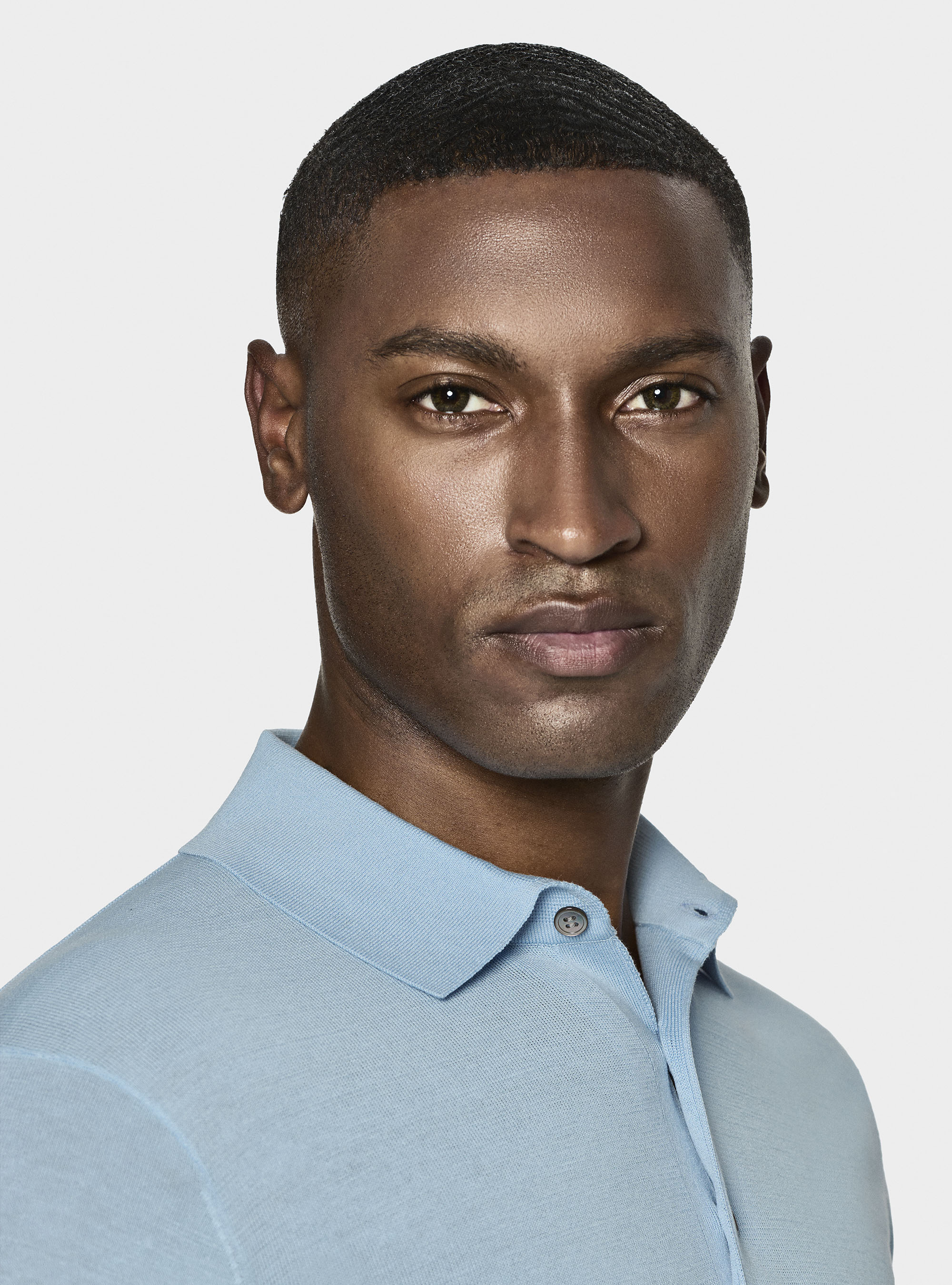 Poloshirt aus Baumwolle und Seide, AZZURRO 0276C